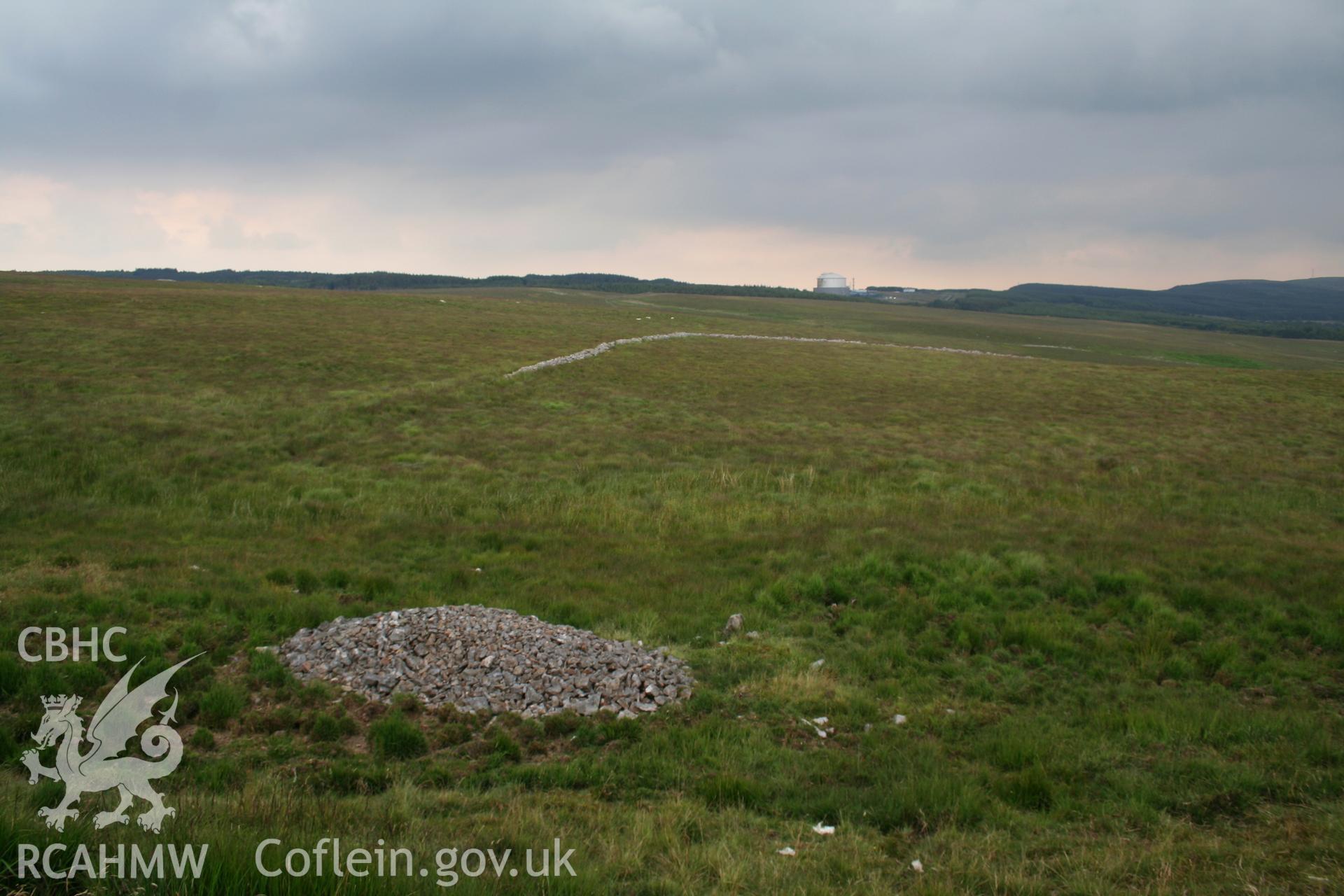 Clearance cairn within abandoned smallholding, looking east.