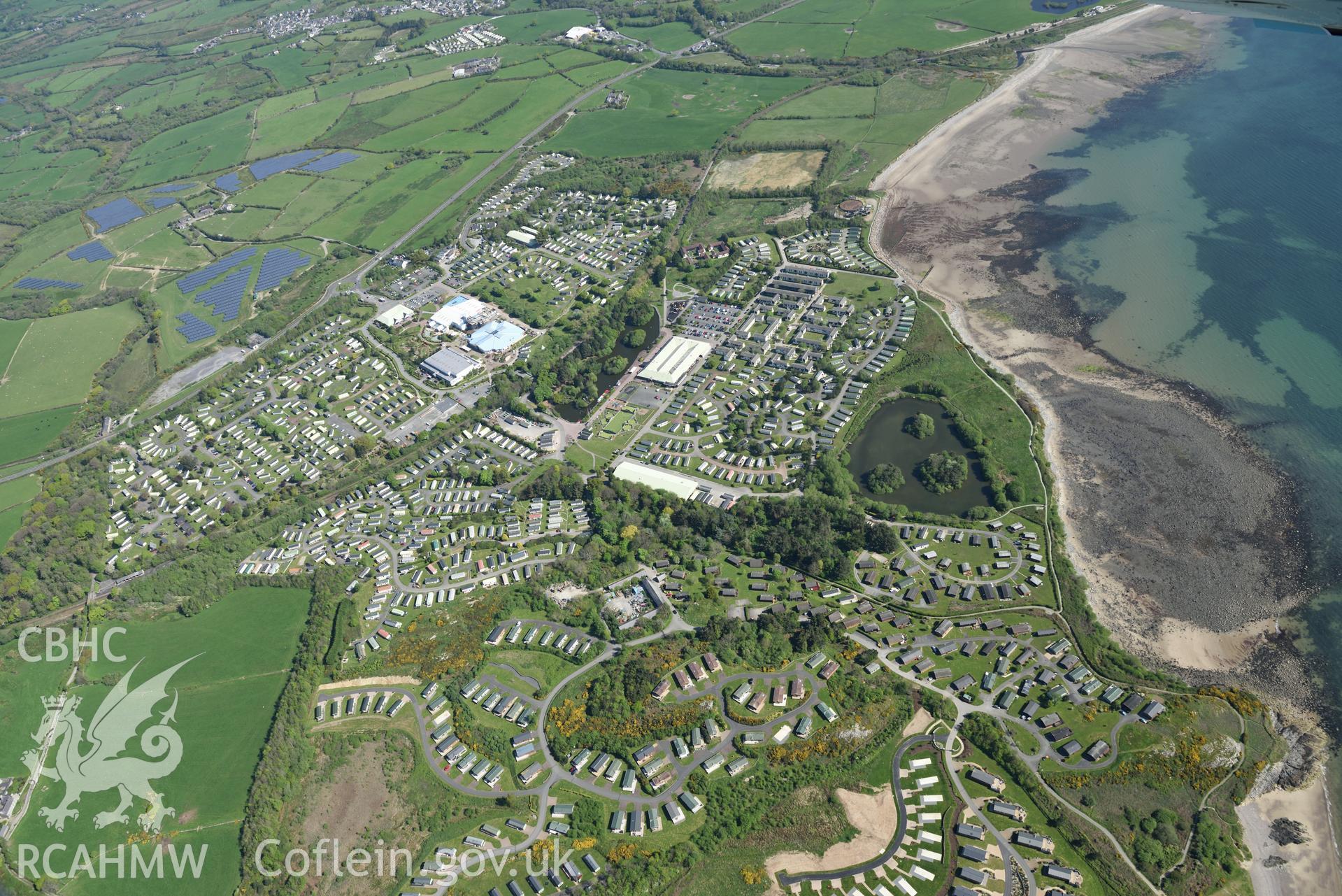 Aerial photography of Hafan y Mor taken on 3rd May 2017.  Baseline aerial reconnaissance survey for the CHERISH Project. ? Crown: CHERISH PROJECT 2017. Produced with EU funds through the Ireland Wales Co-operation Programme 2014-2020. All material made freely available through the Open Government Licence.