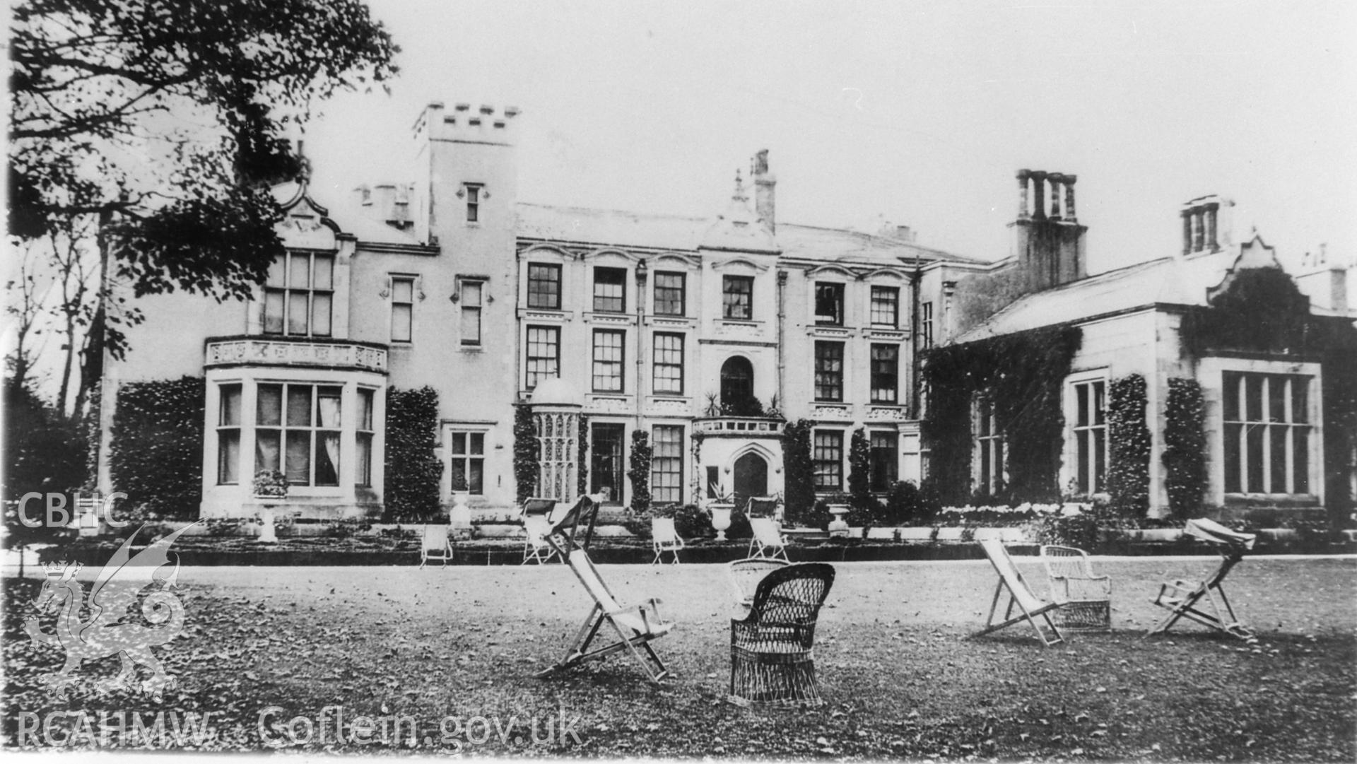 Black and white print of Penrhos, copied from a photograph loaned by Thomas Lloyd.