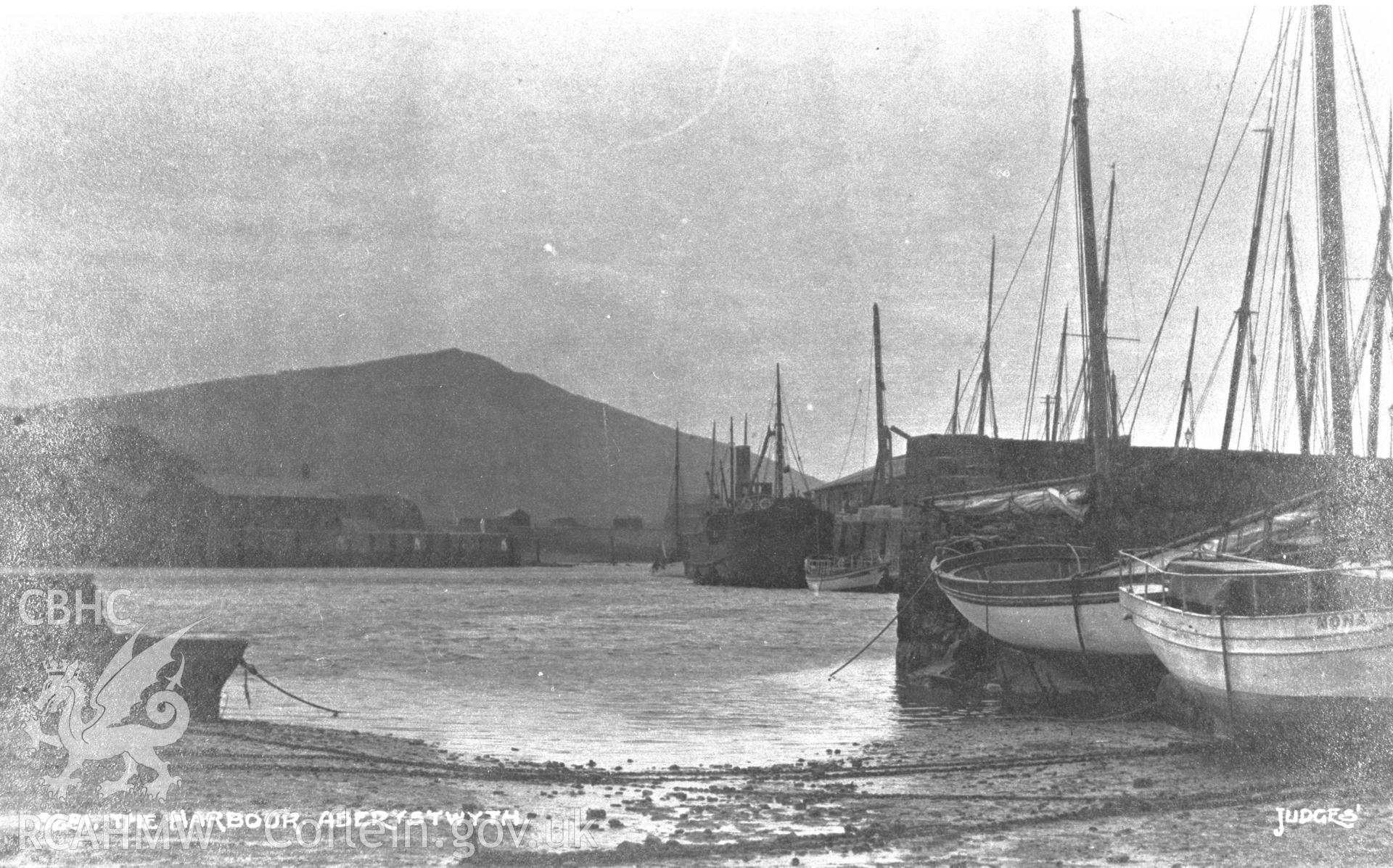 Digital copy of a Judges Postcard view of the harbour at Aberystwyth.