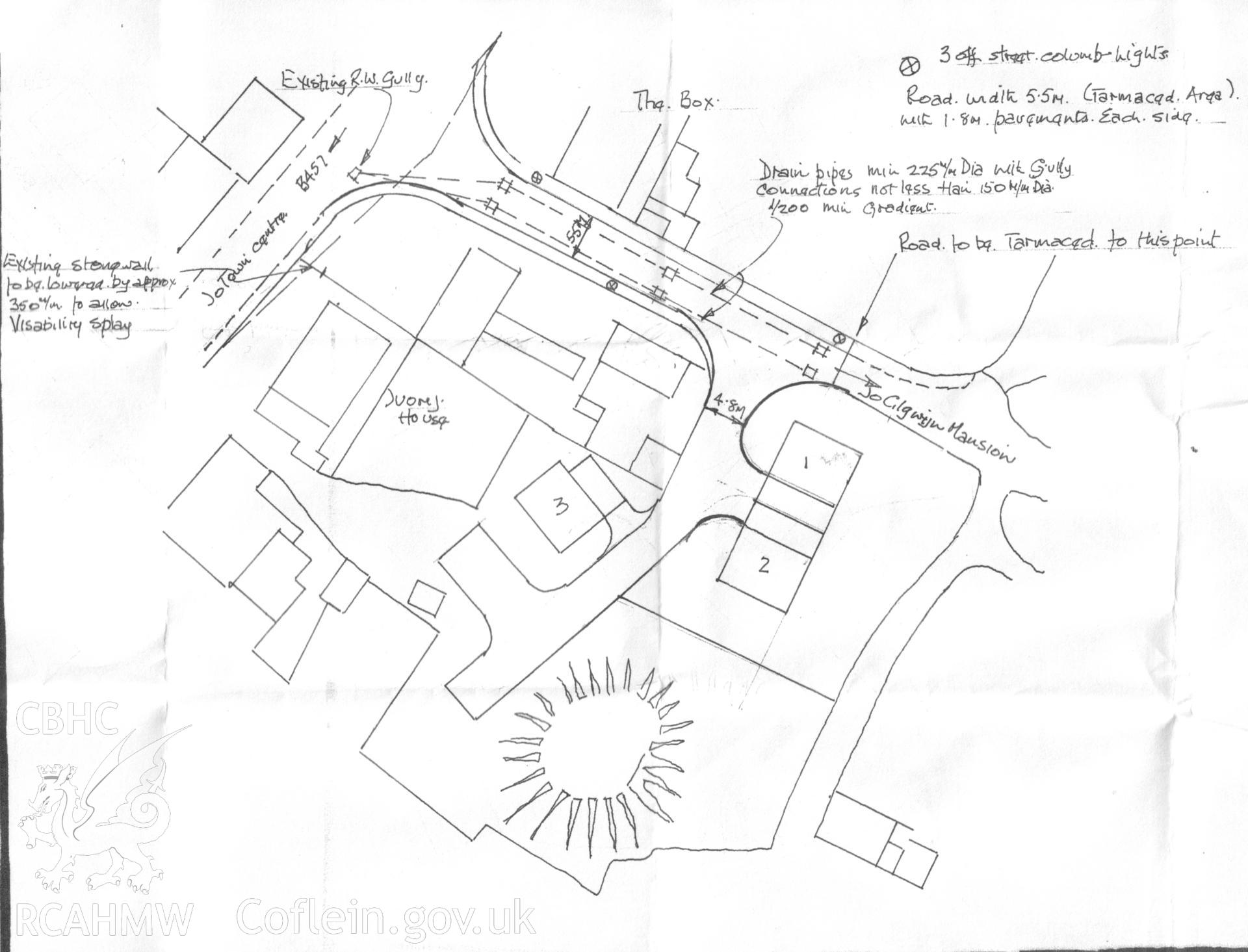 Development plan from archaeological work at the rear of Ivory House, Adpar, Newcastle Emlyn carried out by Cambrian Archaeological Projects, 2009.