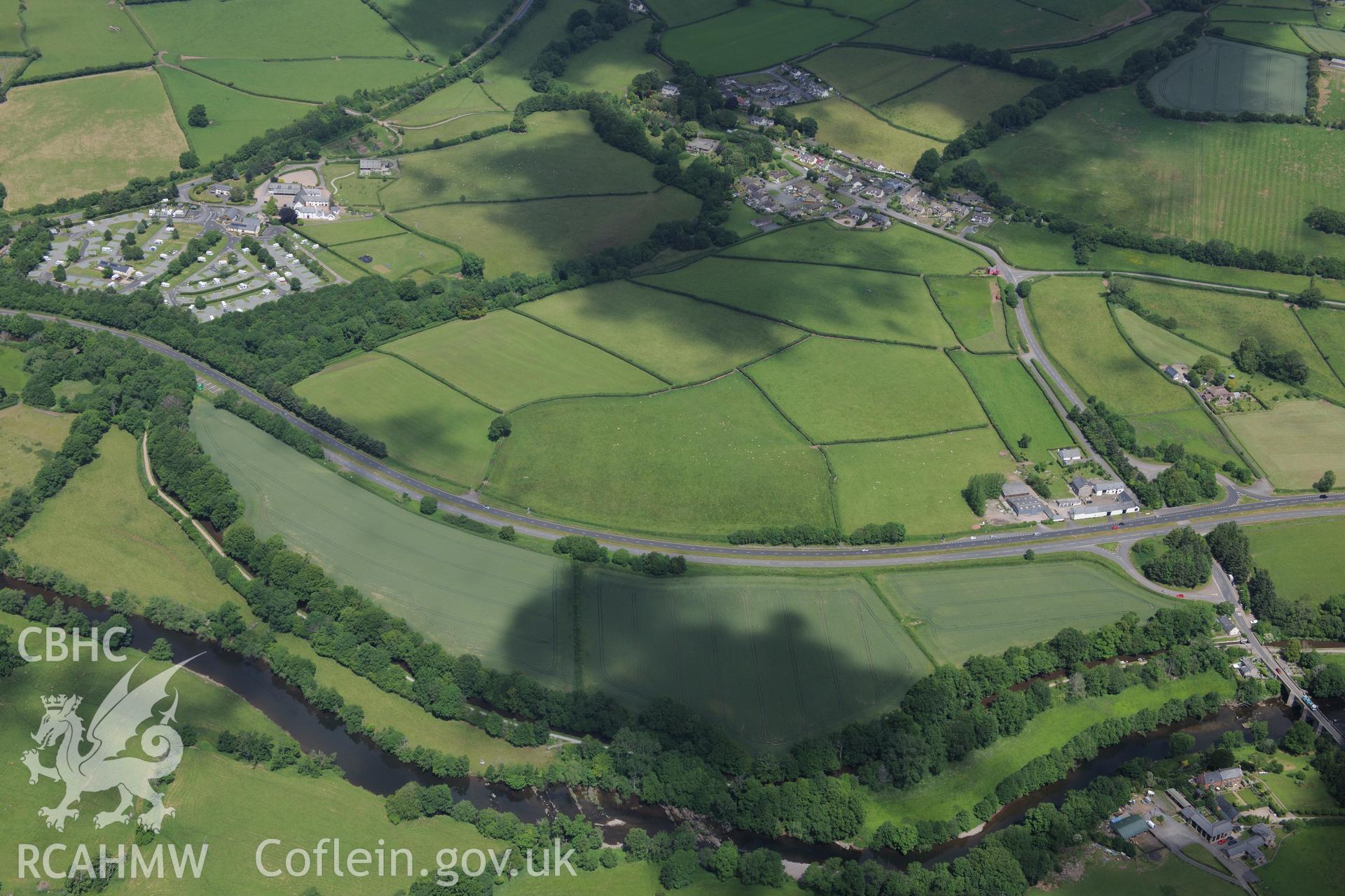 Cefn-Brynich Roman Fort, near Brecon. Oblique aerial photograph taken during the Royal Commission's programme of archaeological aerial reconnaissance by Toby Driver on 29th June 2015.