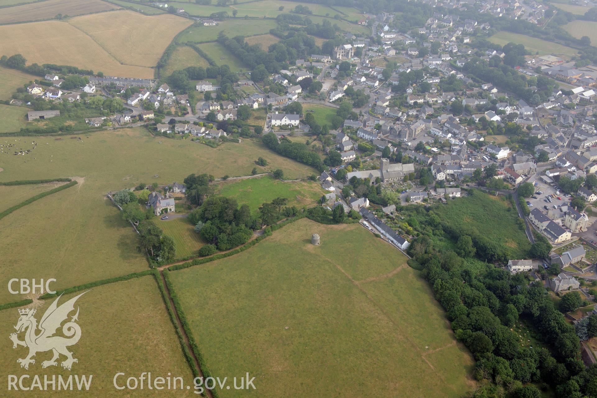 Royal Commission aerial photography of Llantwit Major recorded during drought conditions on 22nd July 2013.