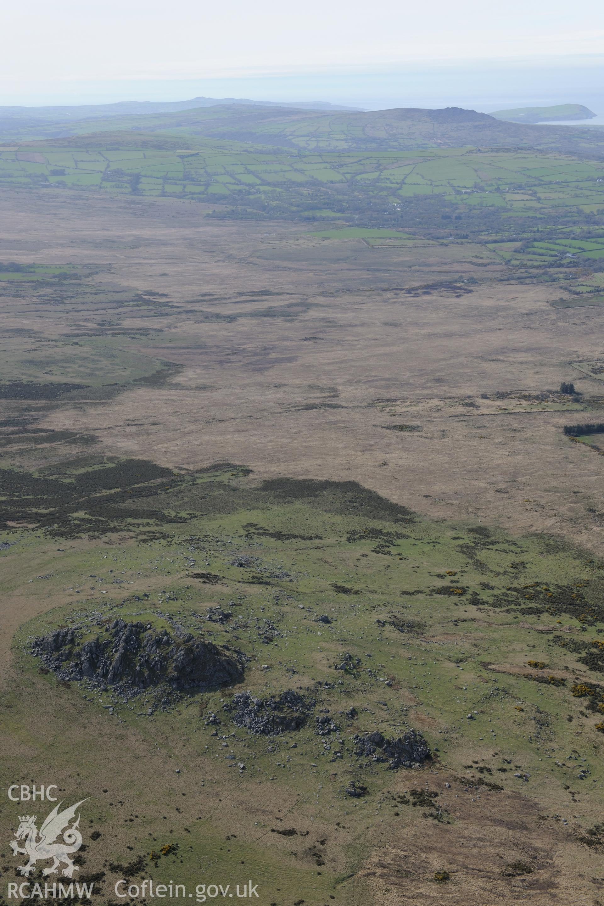 Carn Menyn. Oblique aerial photograph taken during the Royal Commission's programme of archaeological aerial reconnaissance by Toby Driver on 15th April 2015