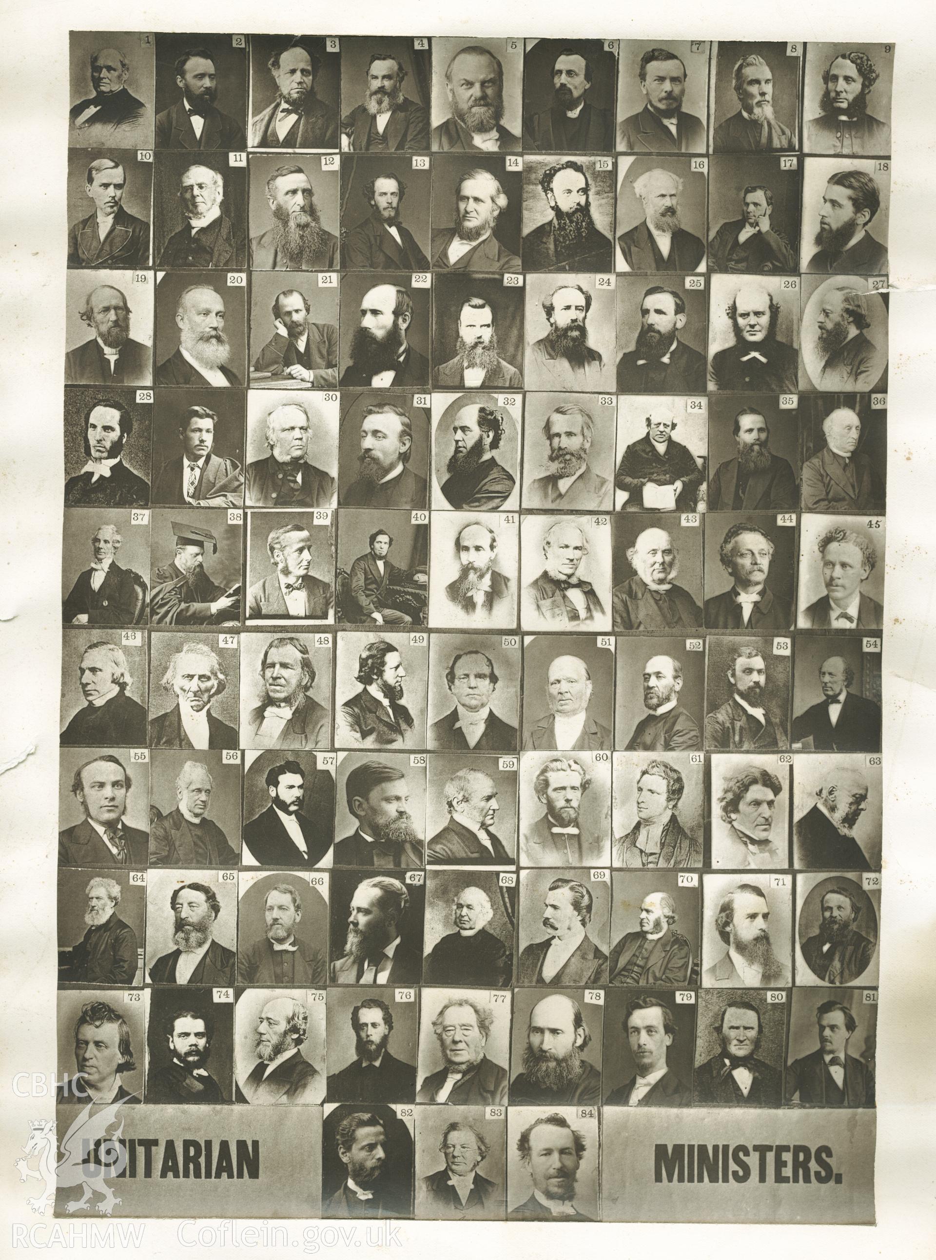 84 minature portraits of the Unitarian Ministers of England and Wales. Donated to the RCAHMW during the Digital Dissent Project.