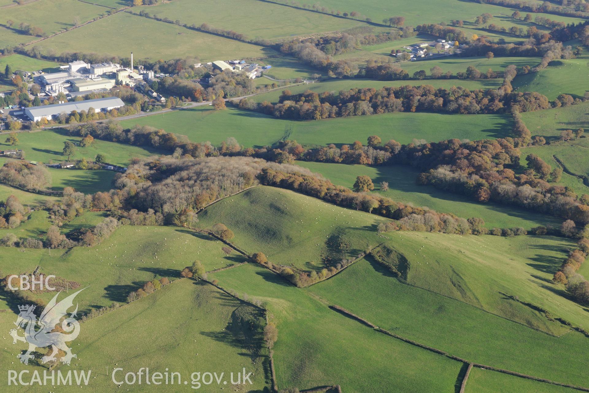 Felin-fach Creamery, Green Grove, near Ciliau Aeron, Aberaeron. Oblique aerial photograph taken during the Royal Commission's programme of archaeological aerial reconnaissance by Toby Driver on 2nd November 2015.