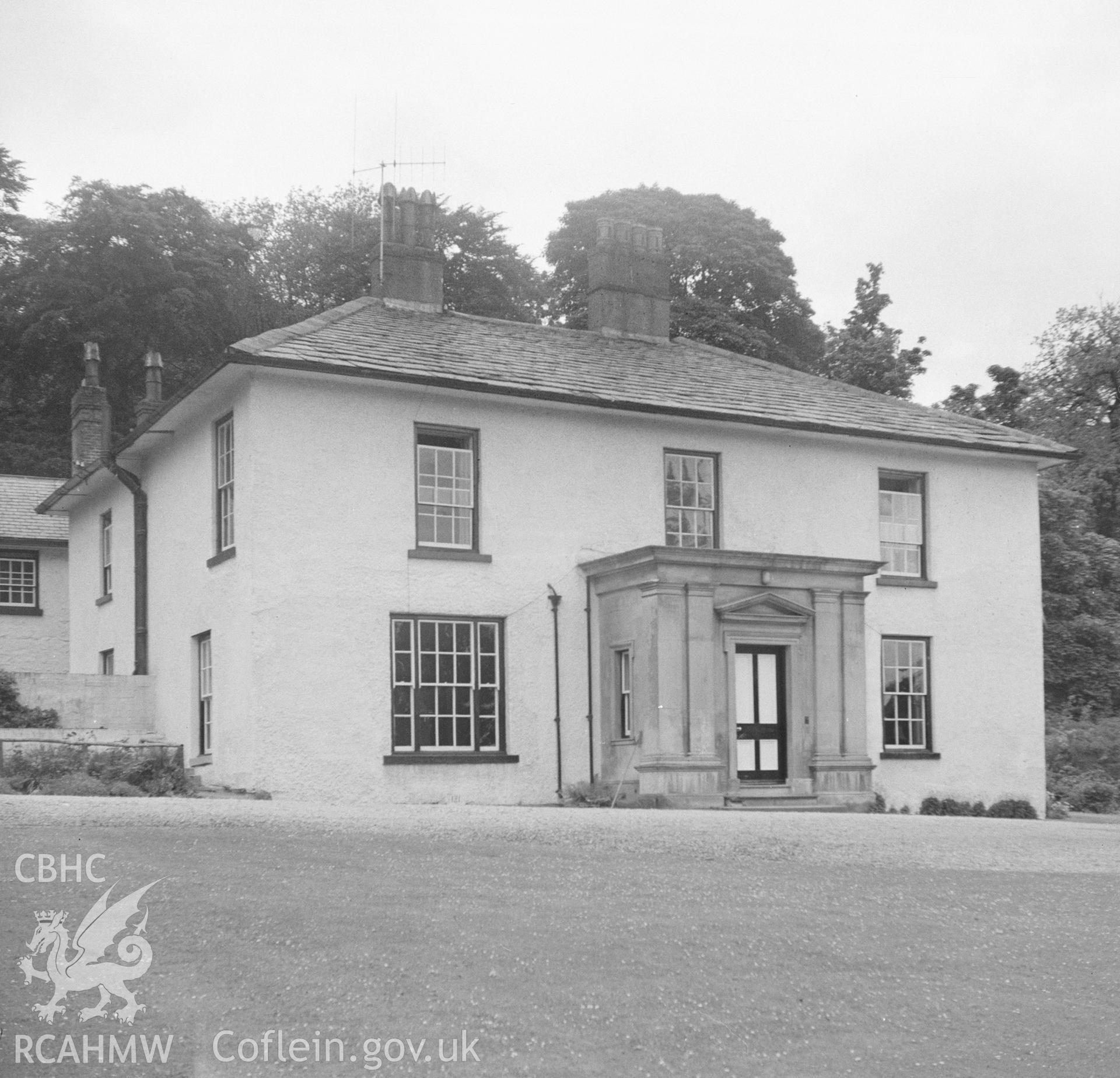 Digital copy of a black and white nitrate negative showing exterior view of Hafod, Gwernymynydd.