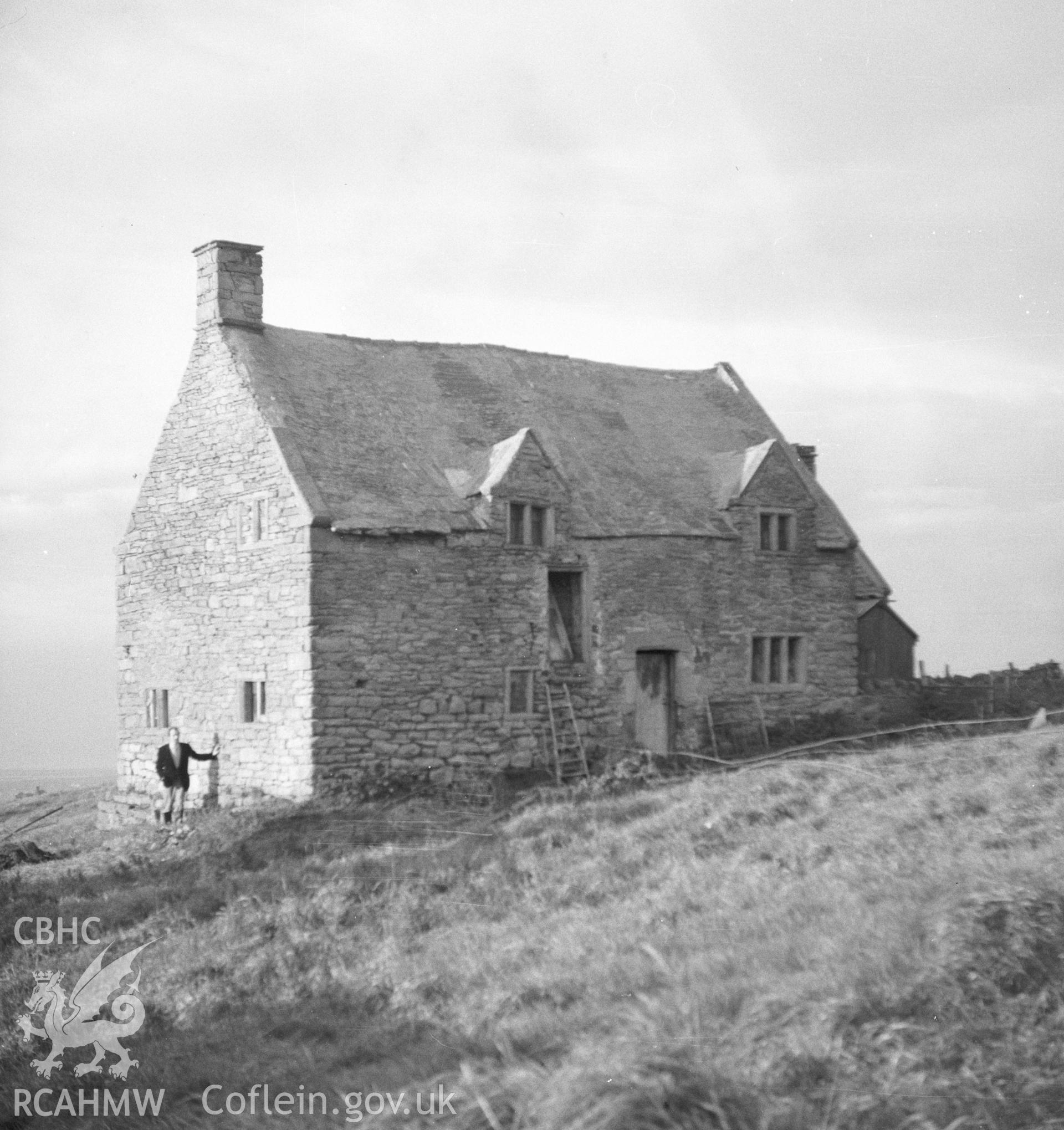 Digital copy of a black and white nitrate negative, exterior view of 'Llysty' near Llanasa in 1960.