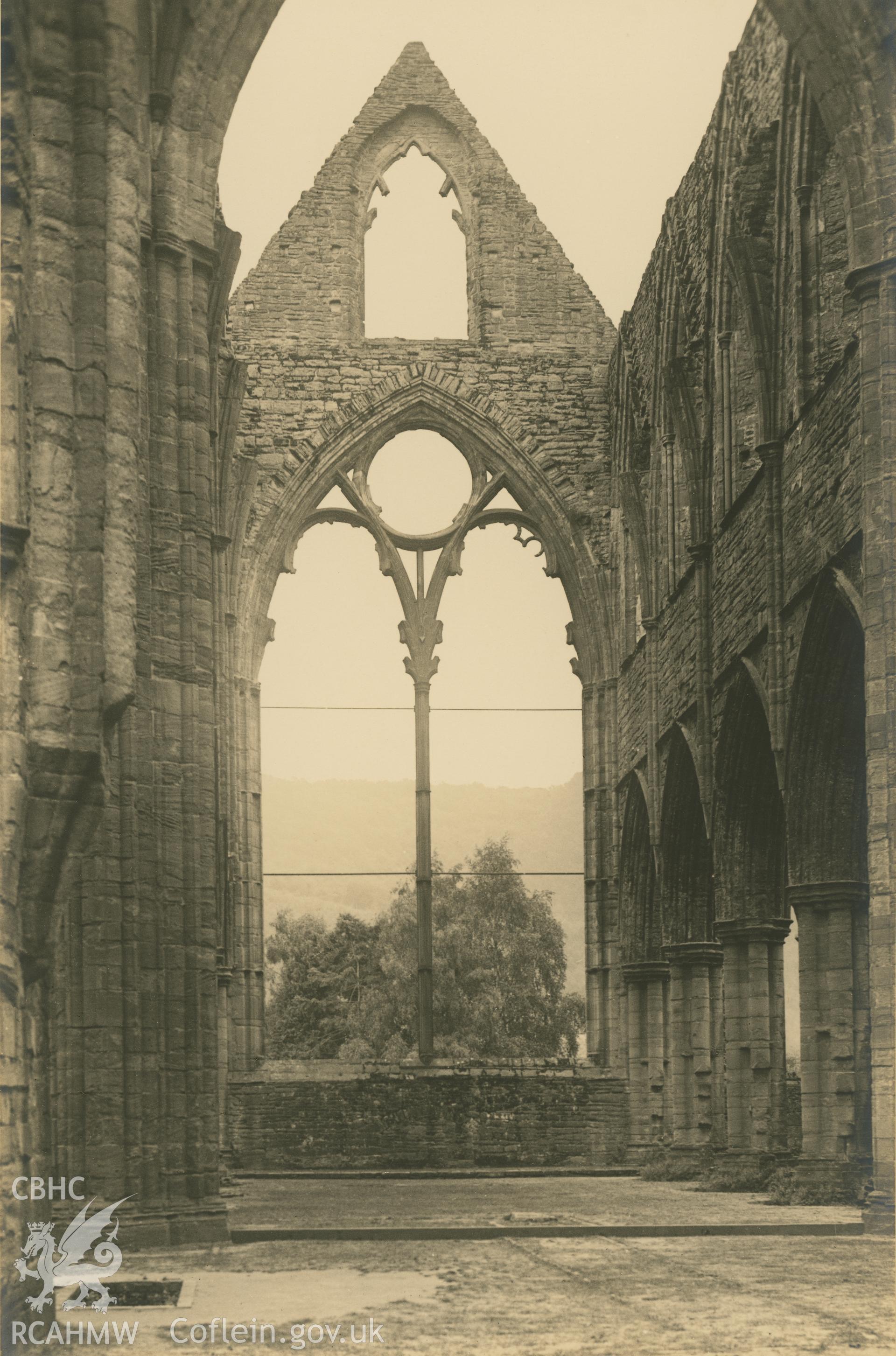 Digital copy of an interior view of Tintern Abbey looking east.