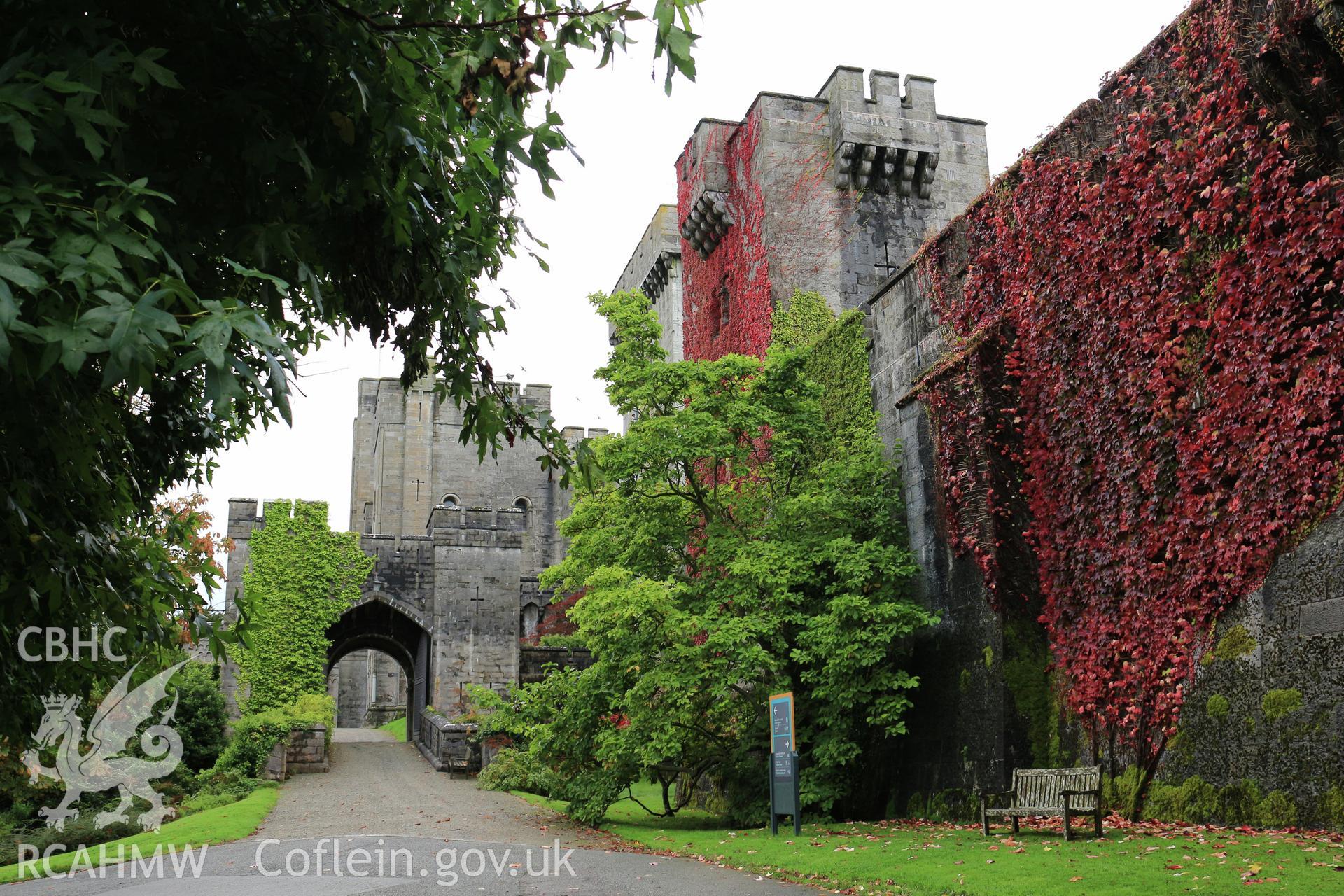 Photographic survey of Penrhyn Castle, Bangor. East front, gate and porch.