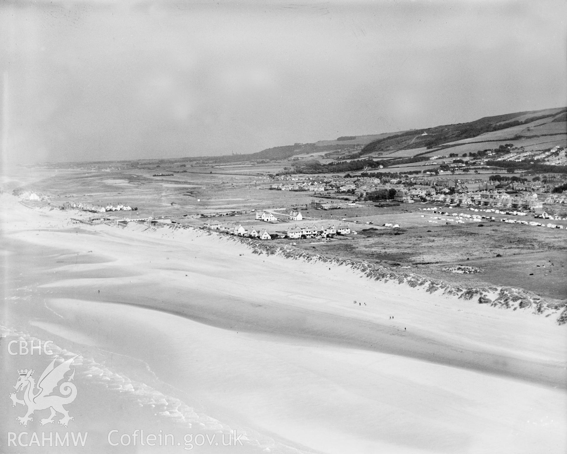 Distant view of Prestatyn, oblique aerial view. 5?x4? black and white glass plate negative.