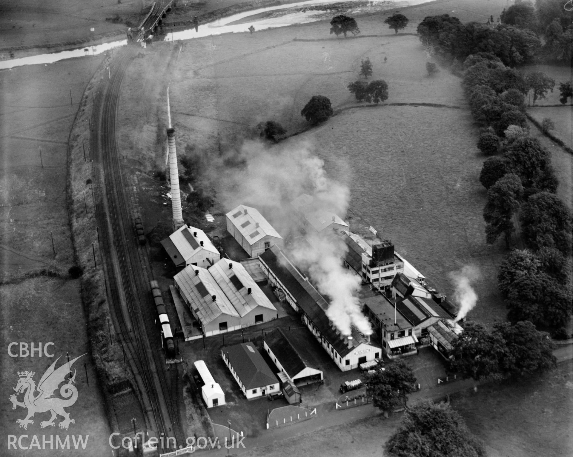 View of Johnstown Milk Factory, oblique aerial view. 5?x4? black and white glass plate negative.