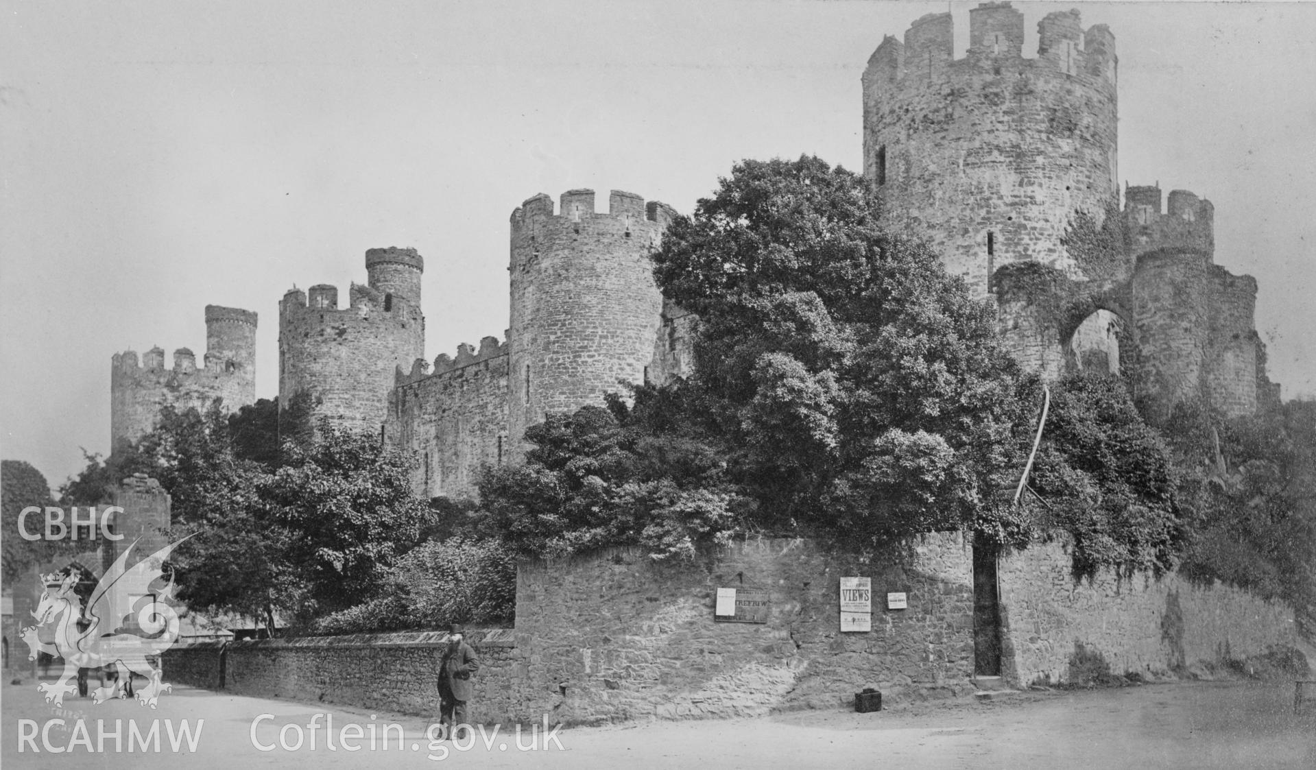 Digital copy of an acetate negative showing Conwy Castle.