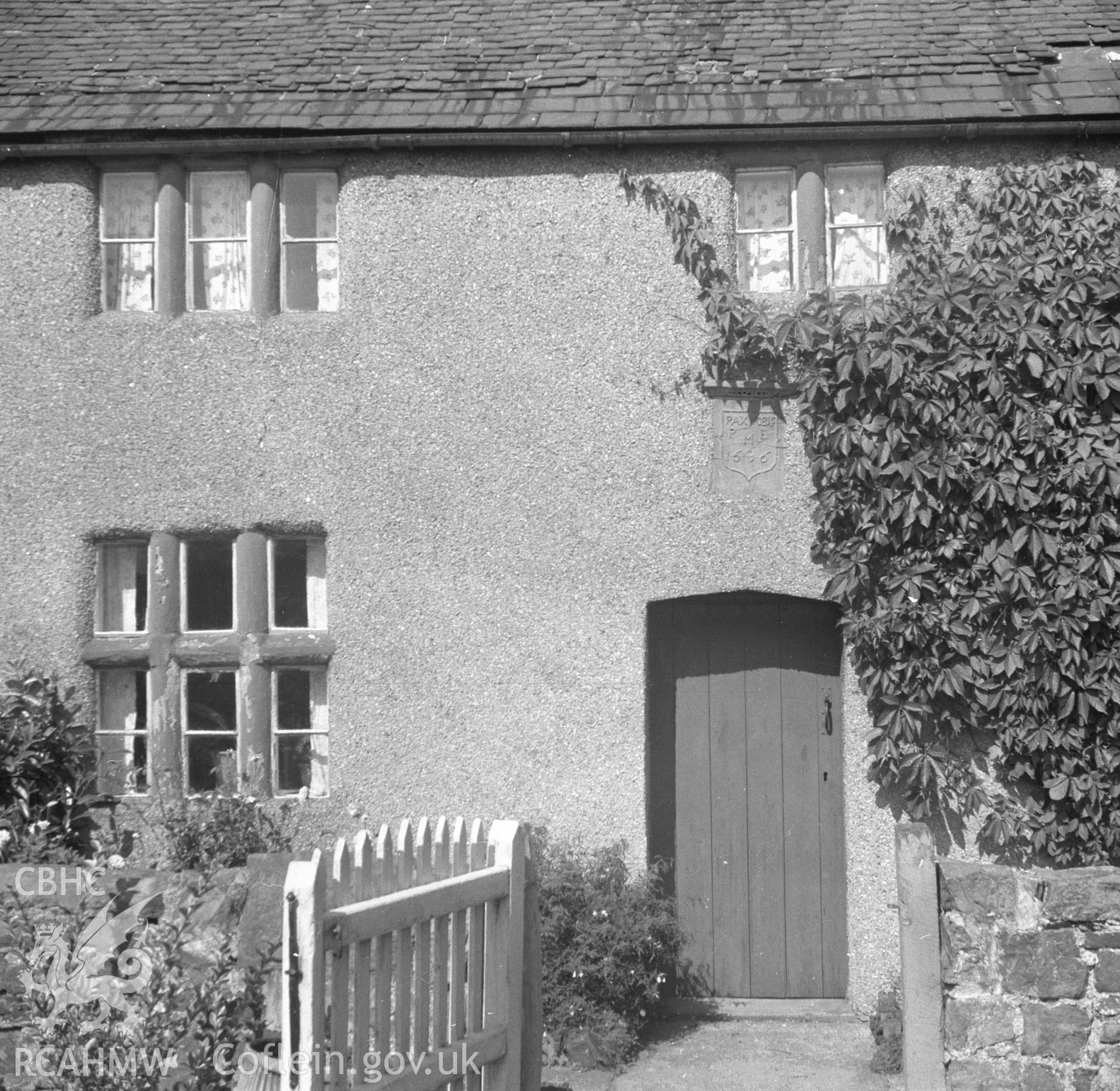 Digital copy of a black and white nitrate negative, exterior view of Coed-y-Cra Uchaf.