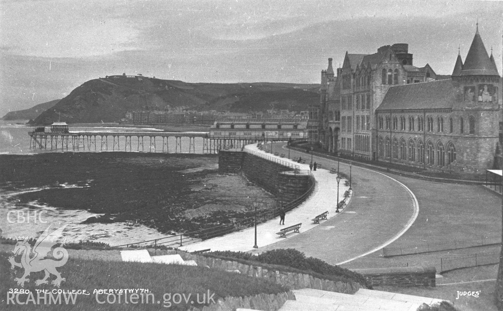 Digital copy of a Judges Postcard view of the Old College, Aberystwyth.