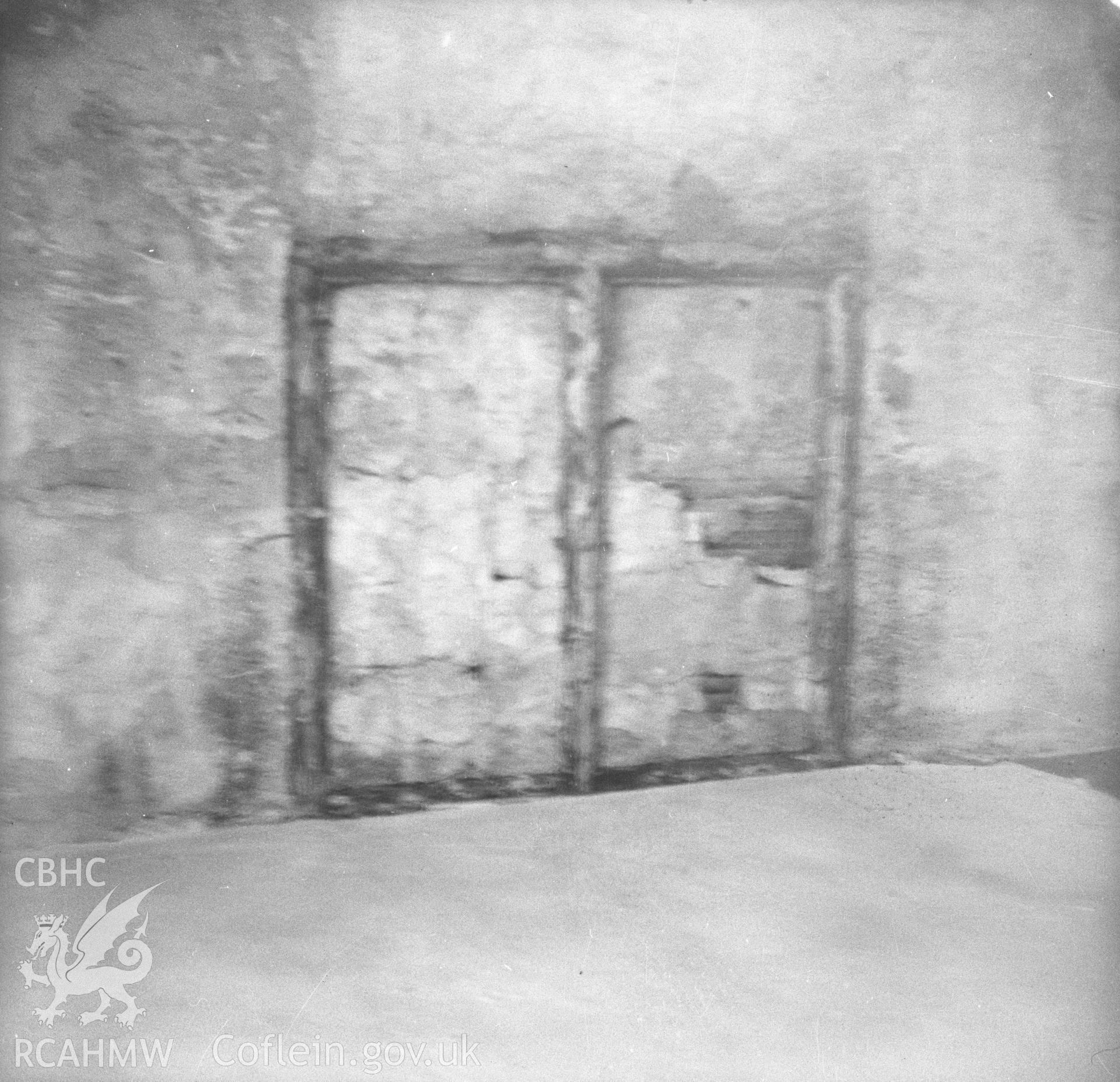 Digital copy of an undated nitrate negative showing interior timbers at 40 Cross Street, Abergavenny.