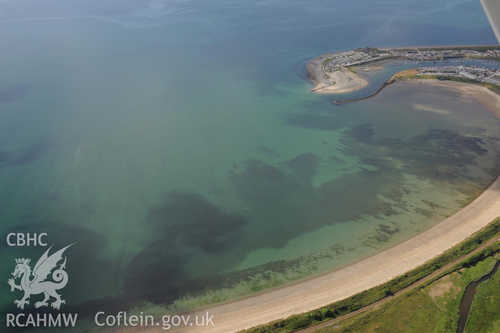 Pwllheli harbour and town. Oblique aerial photograph taken during the Royal Commission's programme of archaeological aerial reconnaissance by Toby Driver on 23rd June 2015.