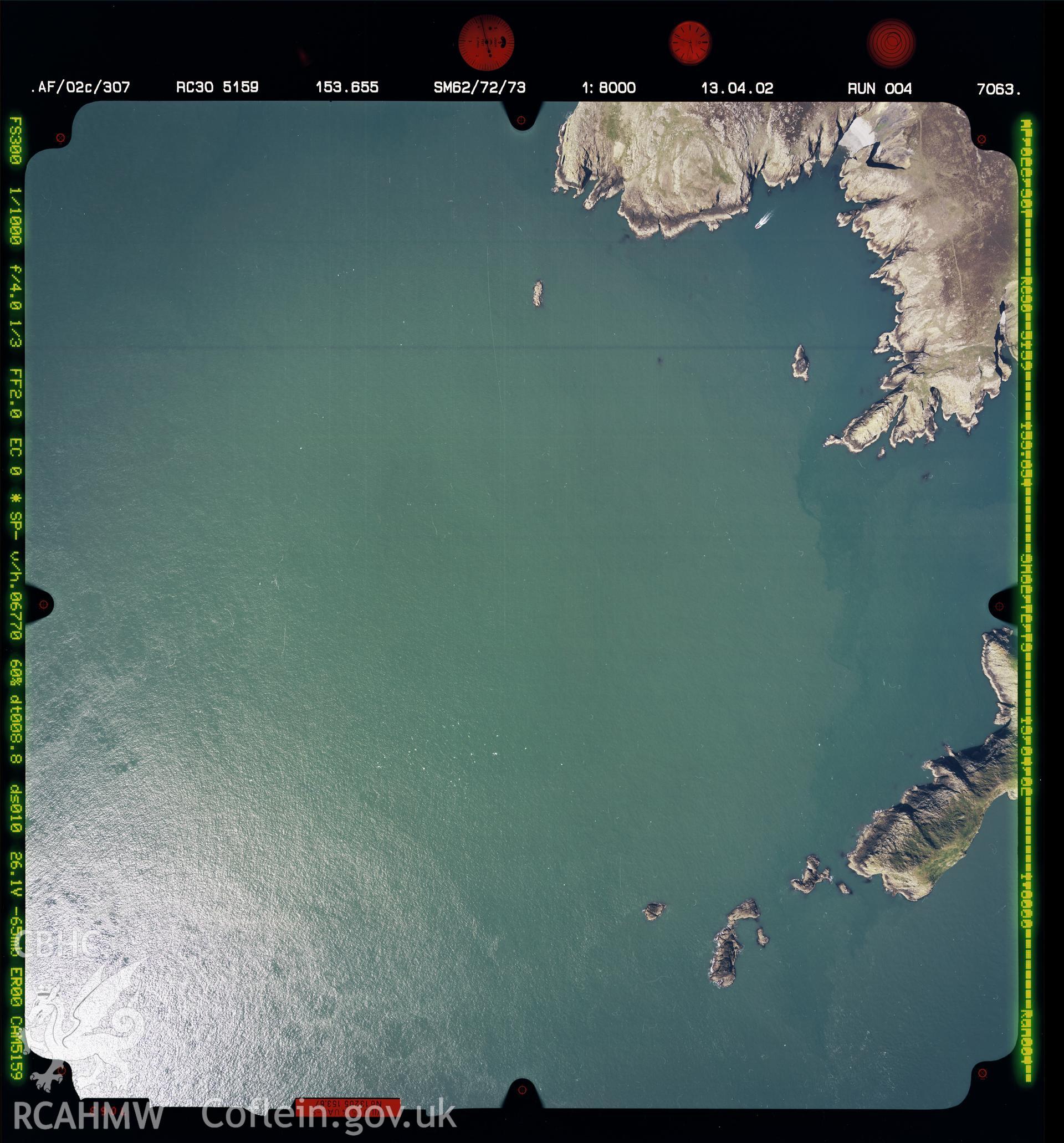 Digital copy of an aerial view of Ramsey Island taken by Ordnance Survey in 2002.