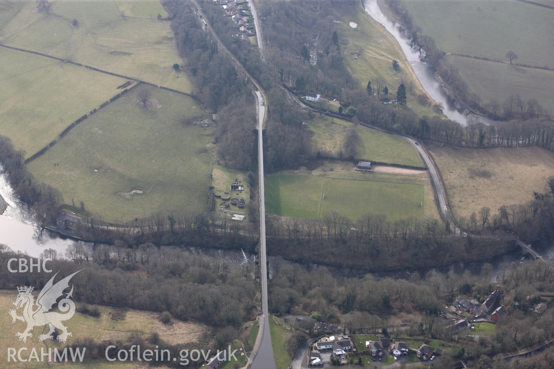 Pontcysyllte Aqueduct. Oblique aerial photograph taken during the Royal Commission?s programme of archaeological aerial reconnaissance by Toby Driver on 28th February 2013.