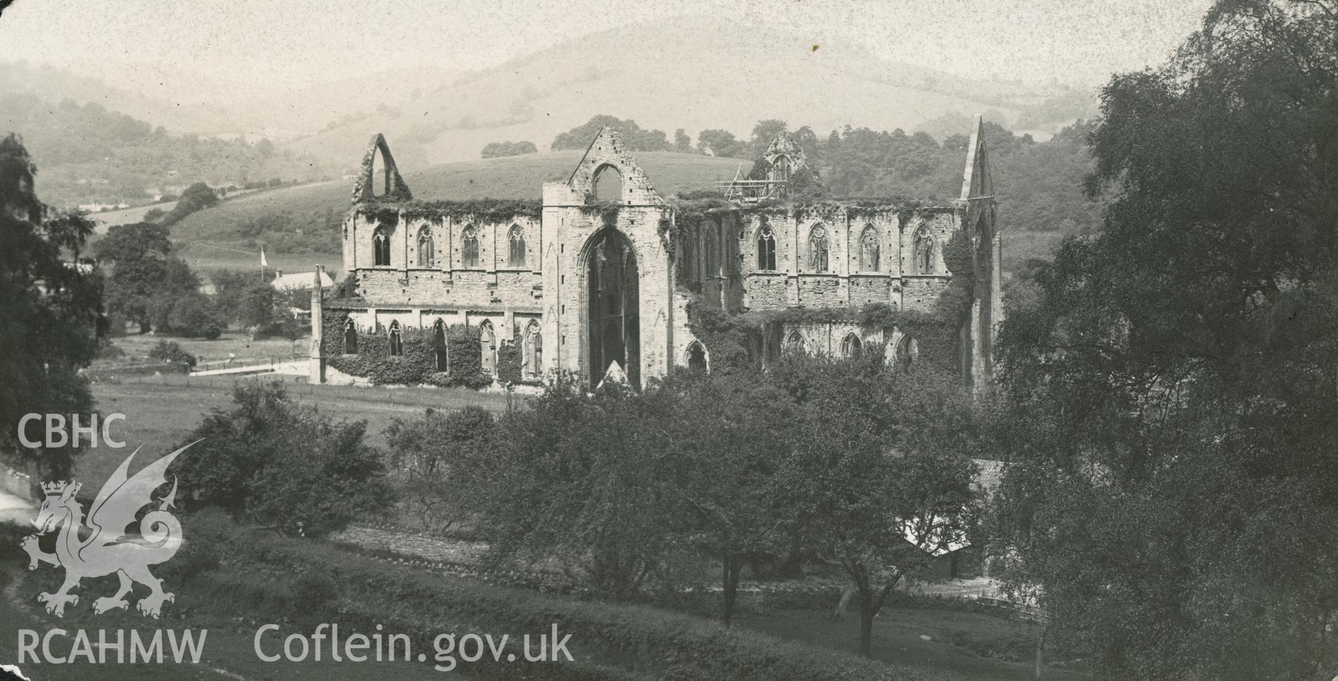 Digital copy of a landscape view of Tintern Abbey by T Coysh c1953.
