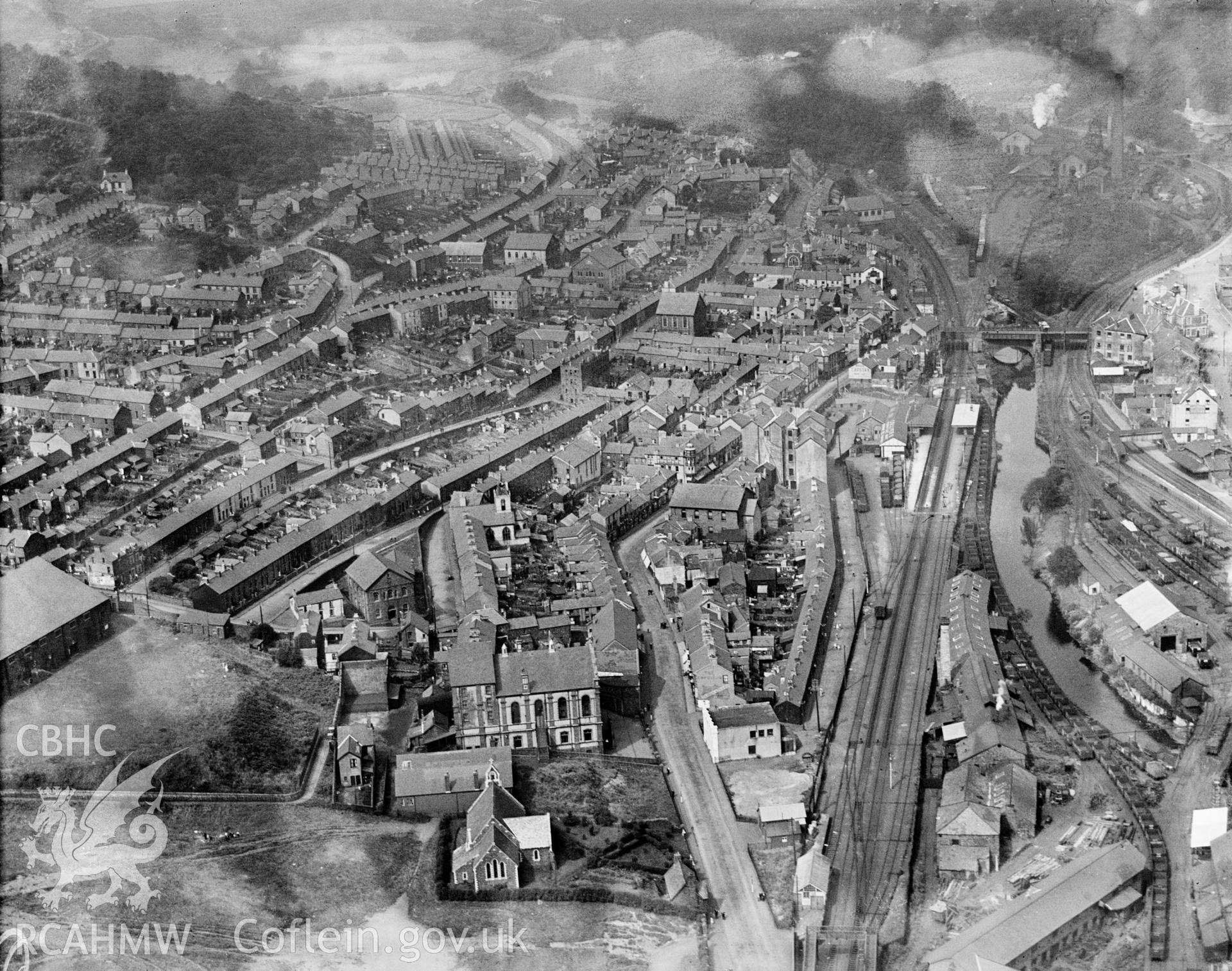 General view of Mountain Ash, oblique aerial view. 5?x4? black and white glass plate negative.