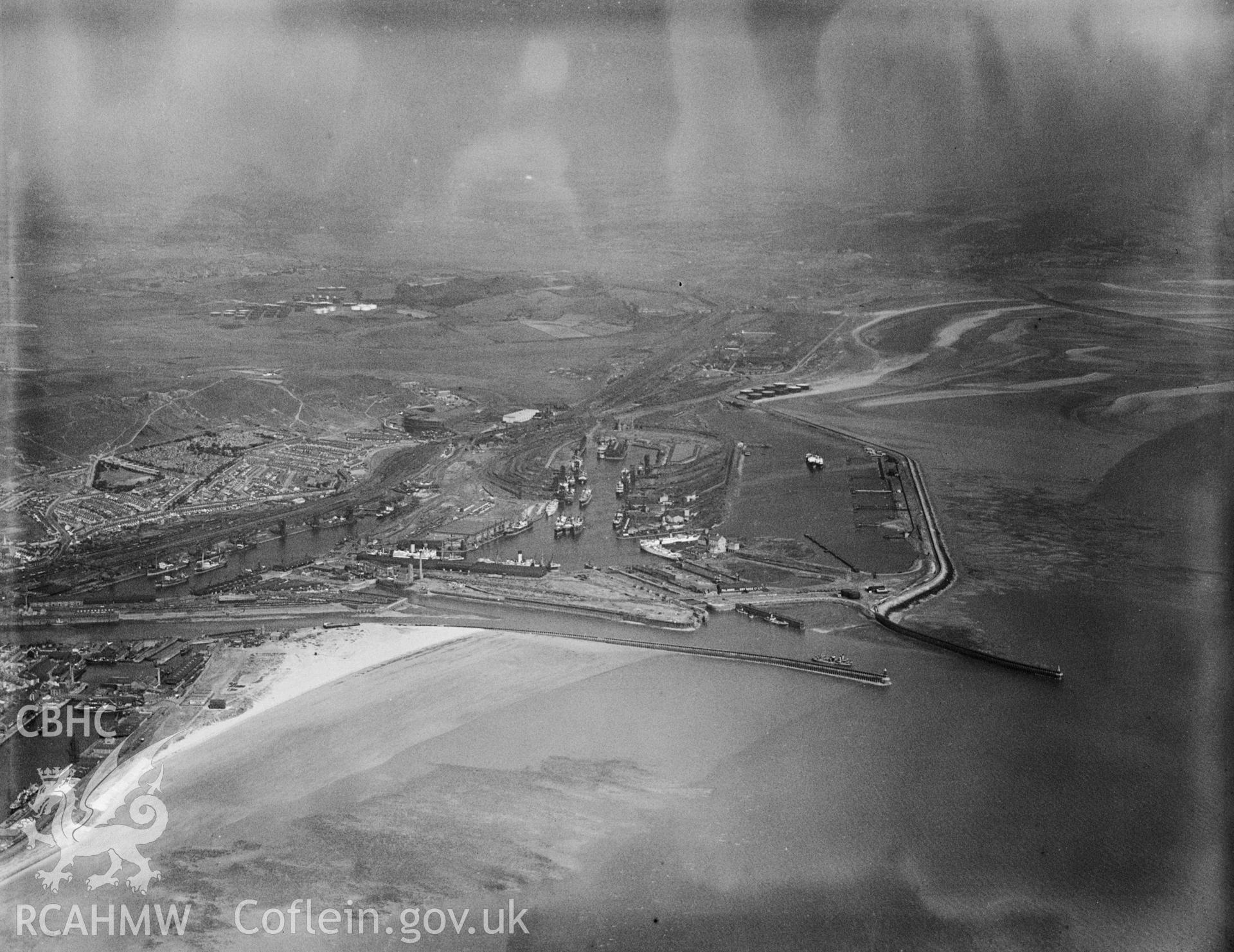 Swansea docks Great Western Railway, oblique aerial view.