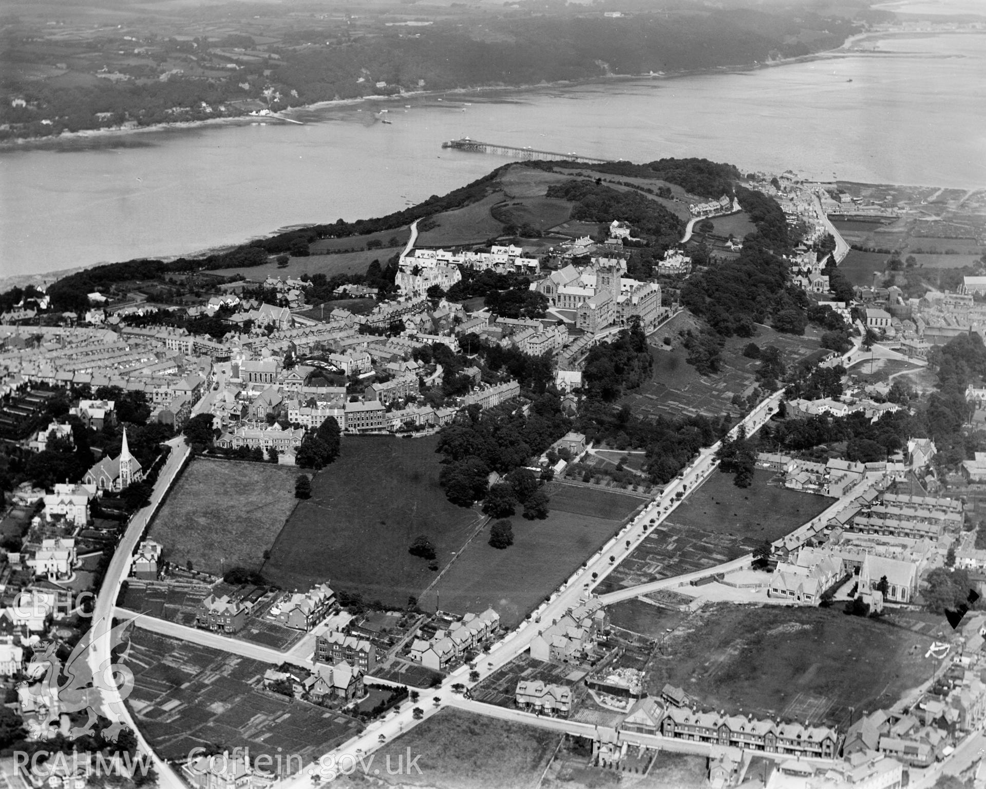 Distant view of Bangor, oblique aerial view. 5?x4? black and white glass plate negative.
