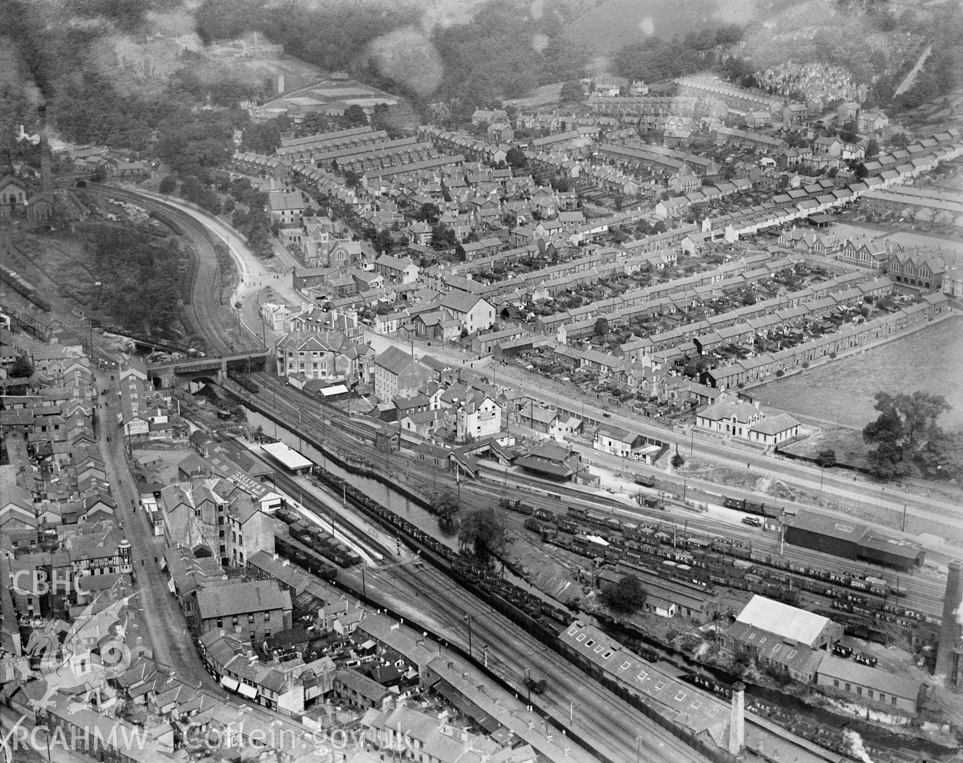 General view of Mountain Ash, oblique aerial view. 5?x4? black and white glass plate negative.