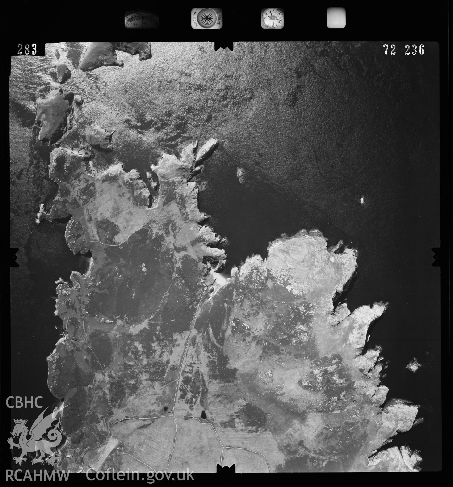 Digital copy of an aerial view of Ramsey Island taken by Ordnance Survey in 1972.