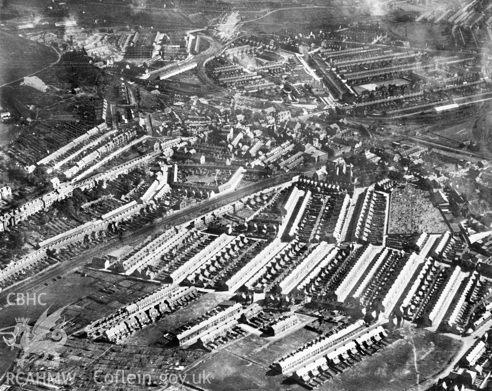 General view of Port Talbot. Oblique aerial photograph, 5?x4? BW glass plate.