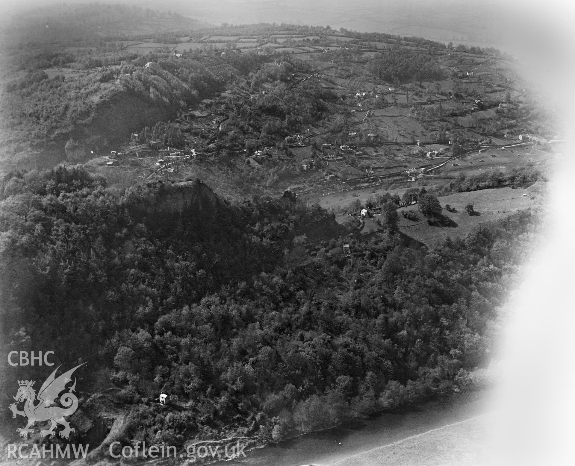 View of landscape near Monmouth, oblique aerial view. 5?x4? black and white glass plate negative.