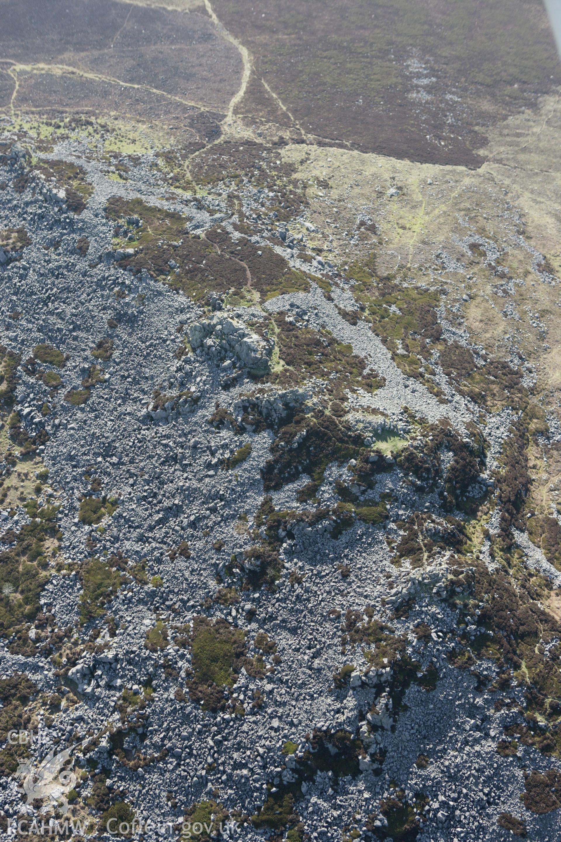 RCAHMW colour oblique aerial photograph of Carn Ingli Camp. Taken on 13 April 2010 by Toby Driver