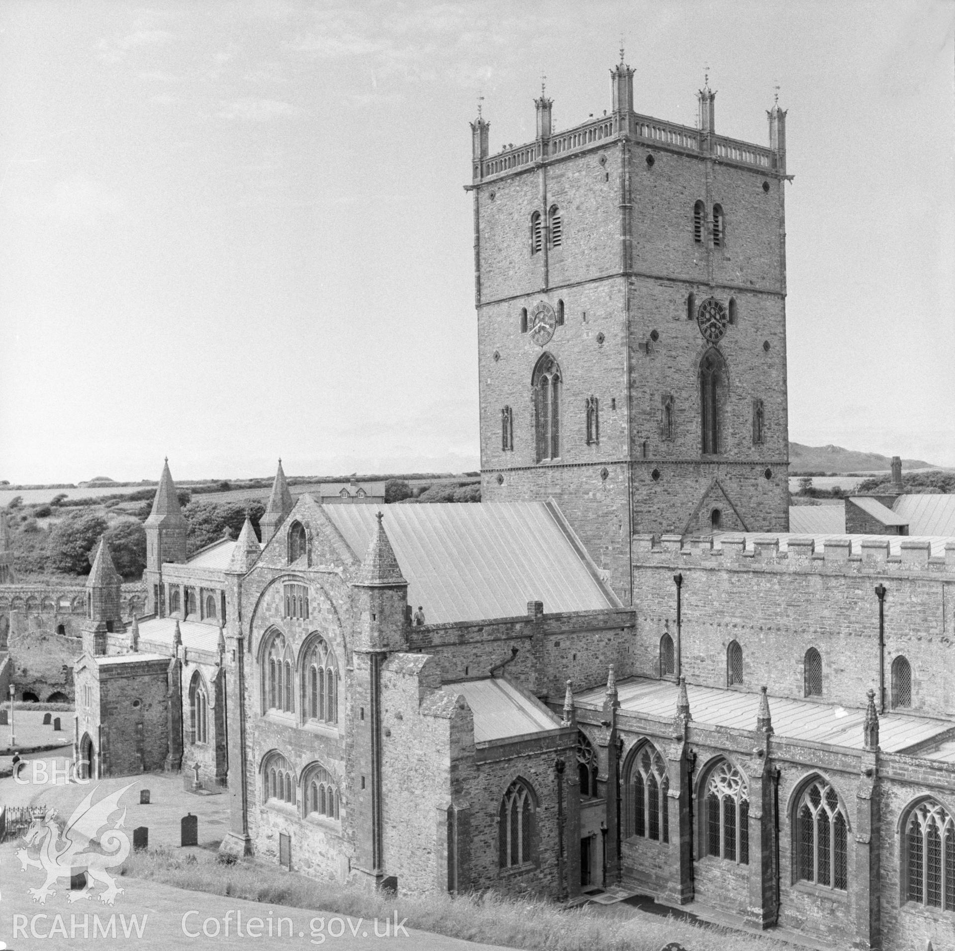 Digital copy of an acetate negative showing St David's Cathedral, 15th September 1967.