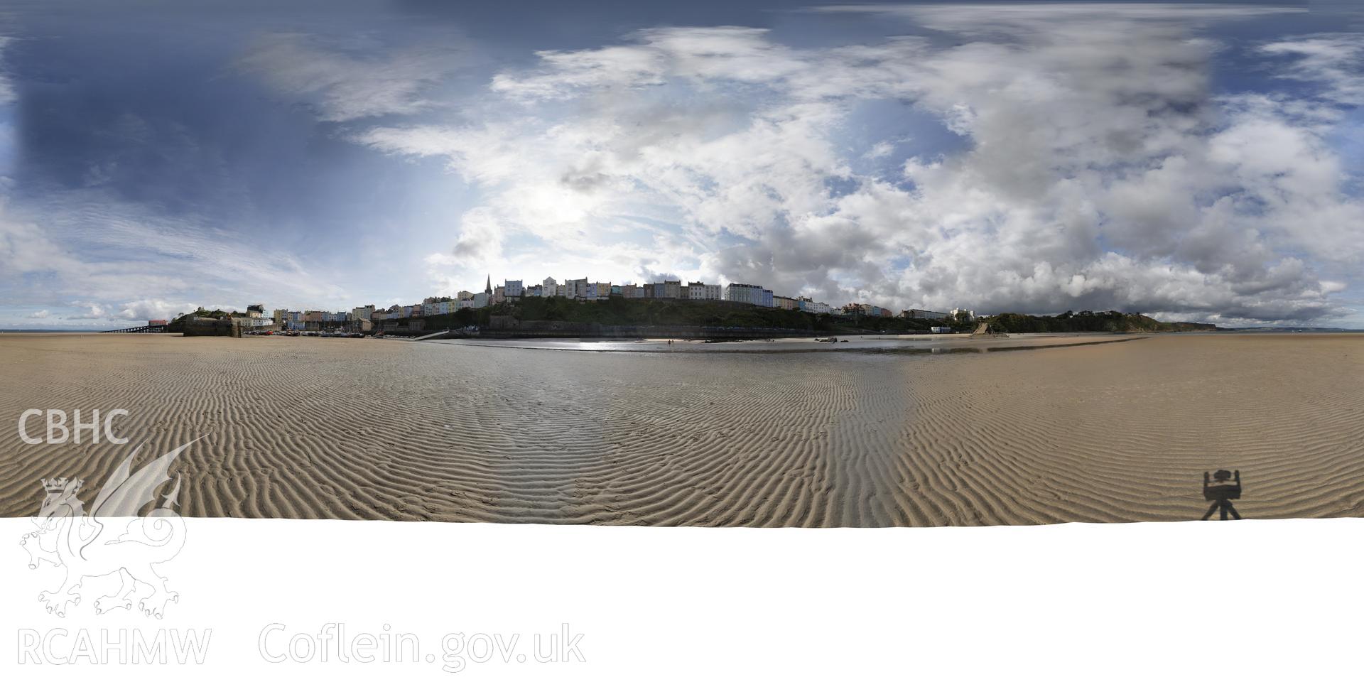 Reduced resolution tiff of stitched images from North Beach, Tenby survey, carried out by  Sue Fielding and Rita Singer, July 2017. Produced through European Travellers to Wales project. Uncropped tiff required for panotour.