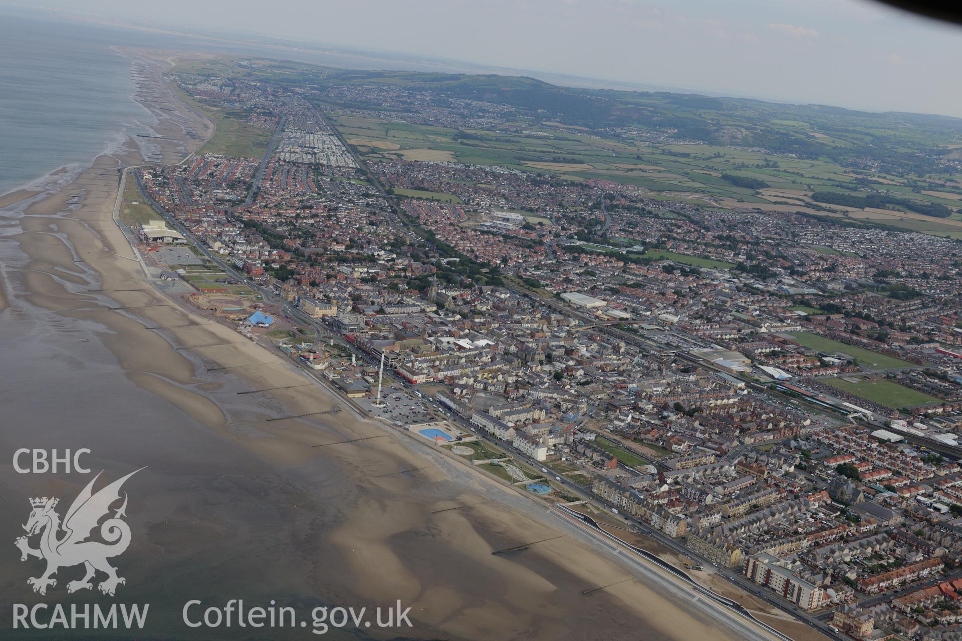 The town of Rhyl. Oblique aerial photograph taken during the Royal Commission's programme of archaeological aerial reconnaissance by Toby Driver on 11th September 2015.