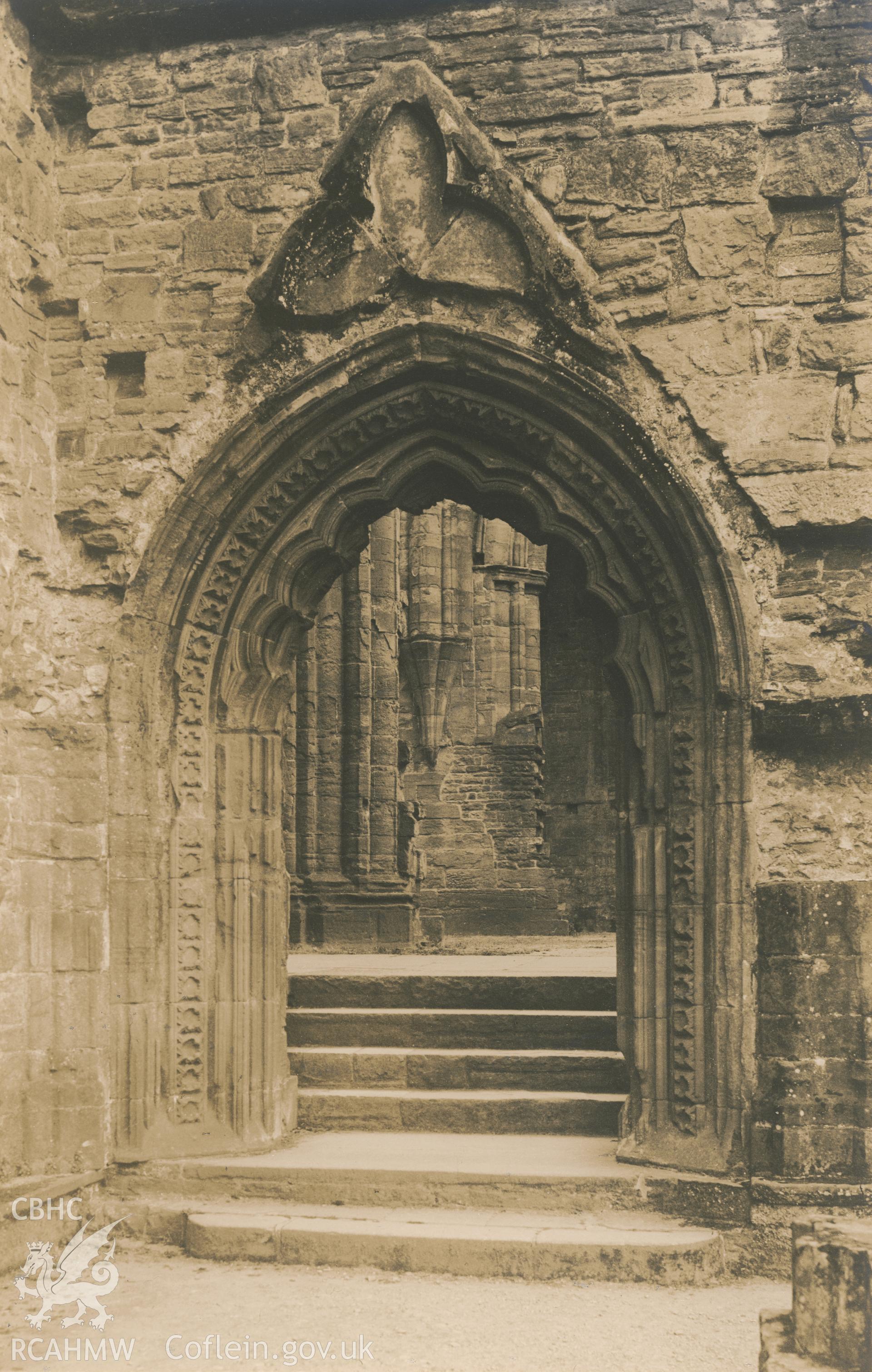 Digital copy of a view of the doorway from the cloisters to the church at Tintern Abbey.