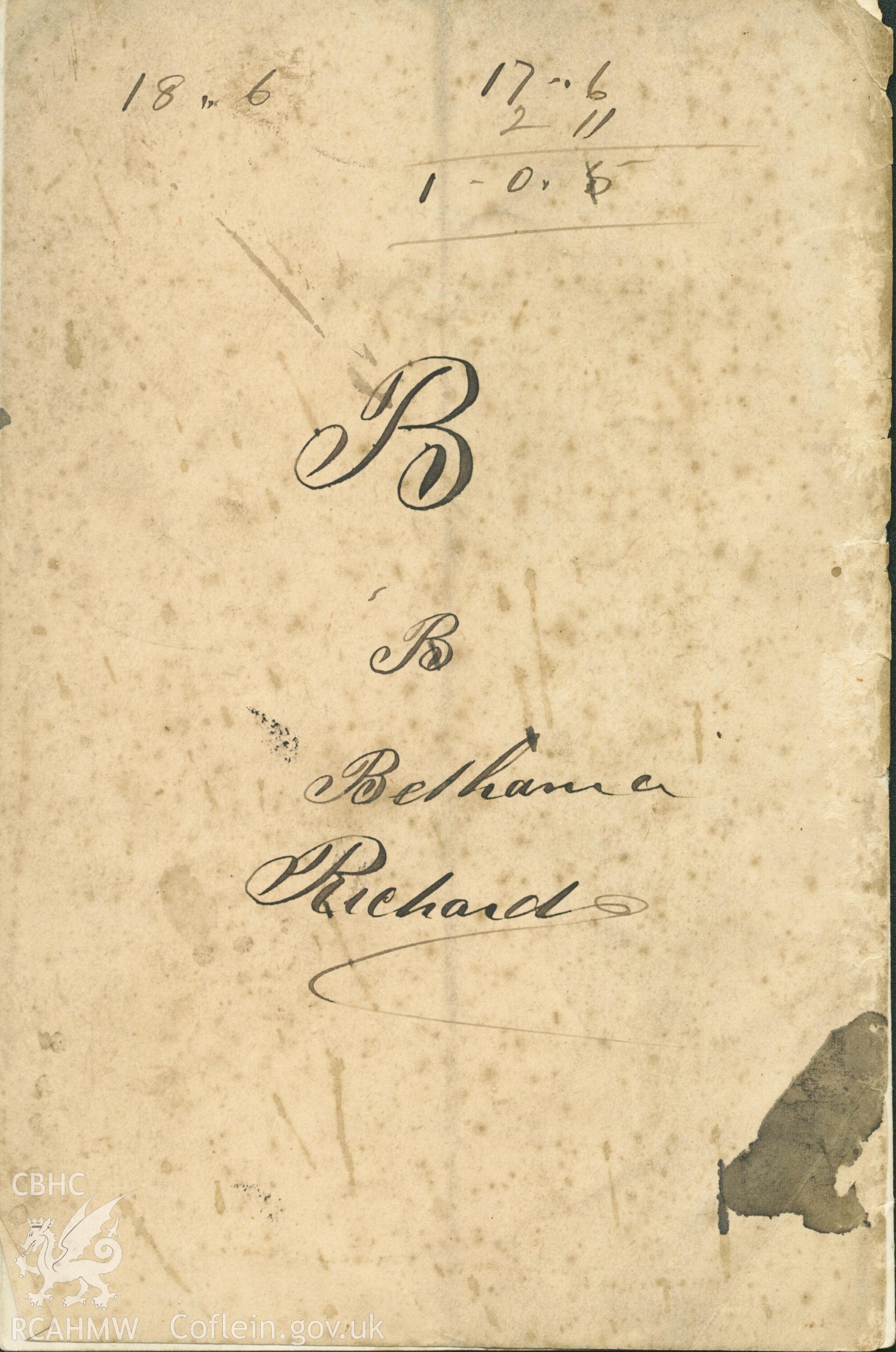 Handwriting on the reverse of a copy of the programme for the induction of Rev Richard Edwards, May 1888. Donated to the RCAHMW by Cyril Philips as part of the Digital Dissent Project.