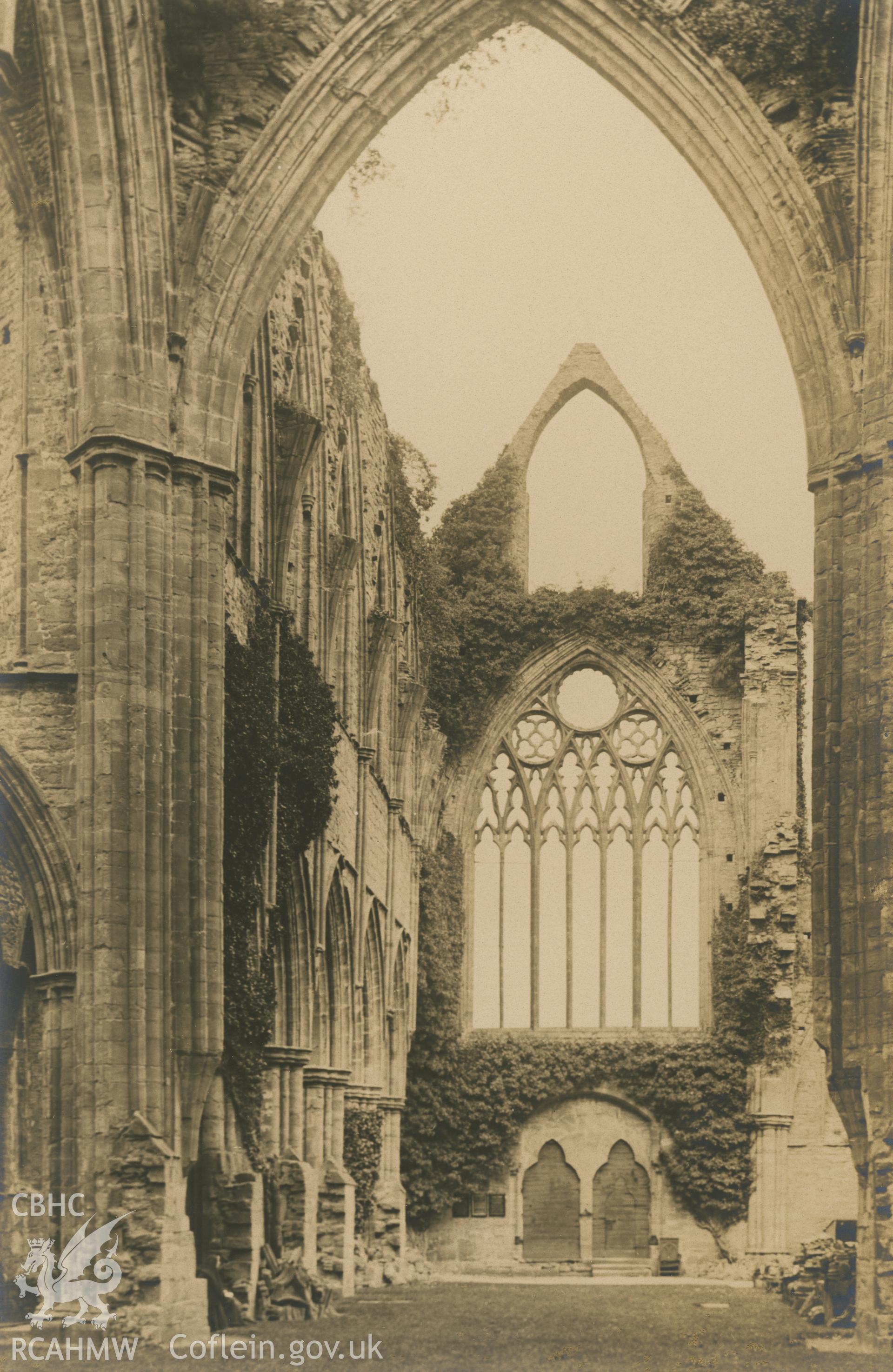 Digital copy of an interior view of Tintern Abbey looking west.