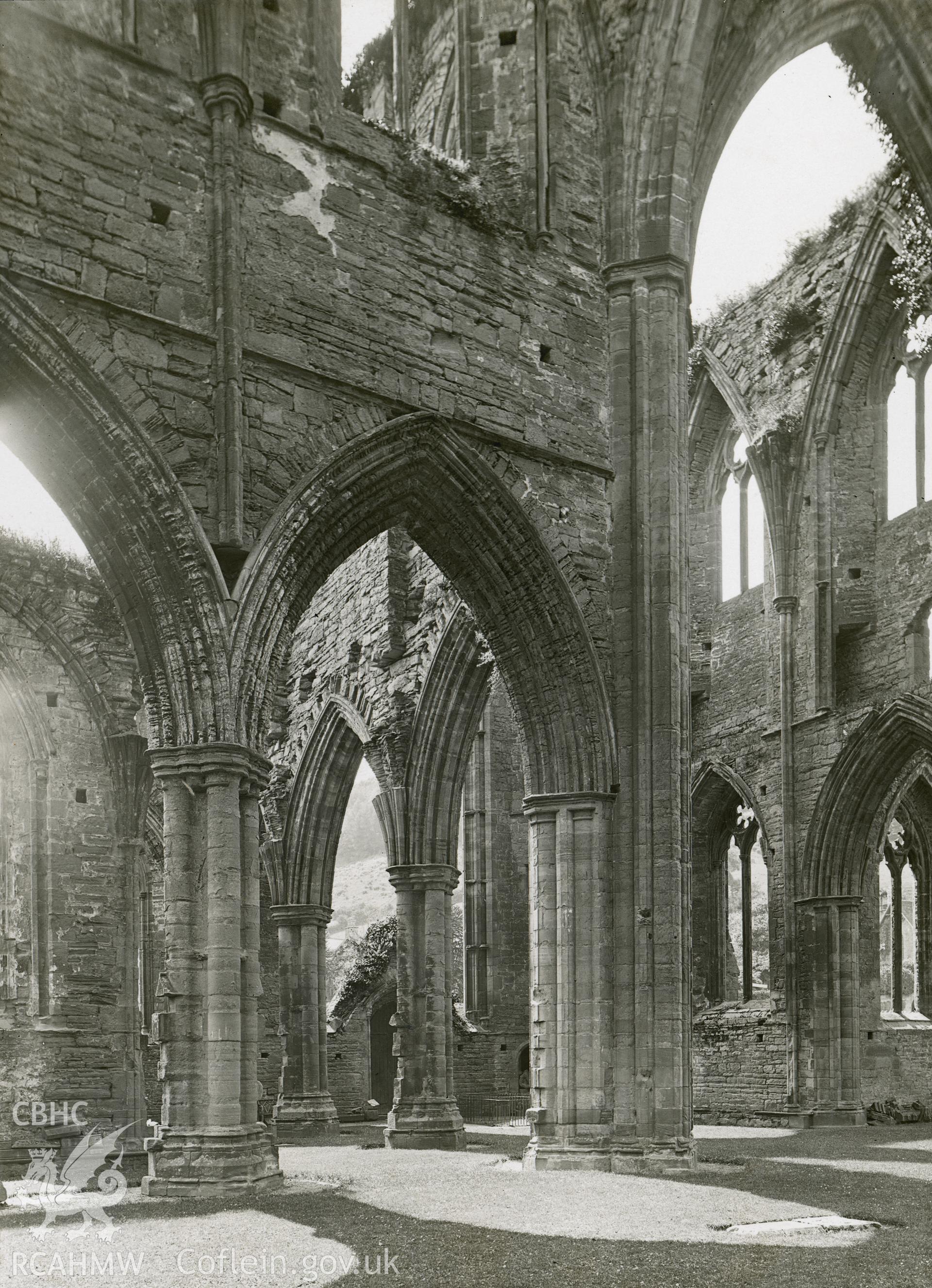 Digital copy of a National Buildings Record photograph showing interior view of Tintern Abbey.