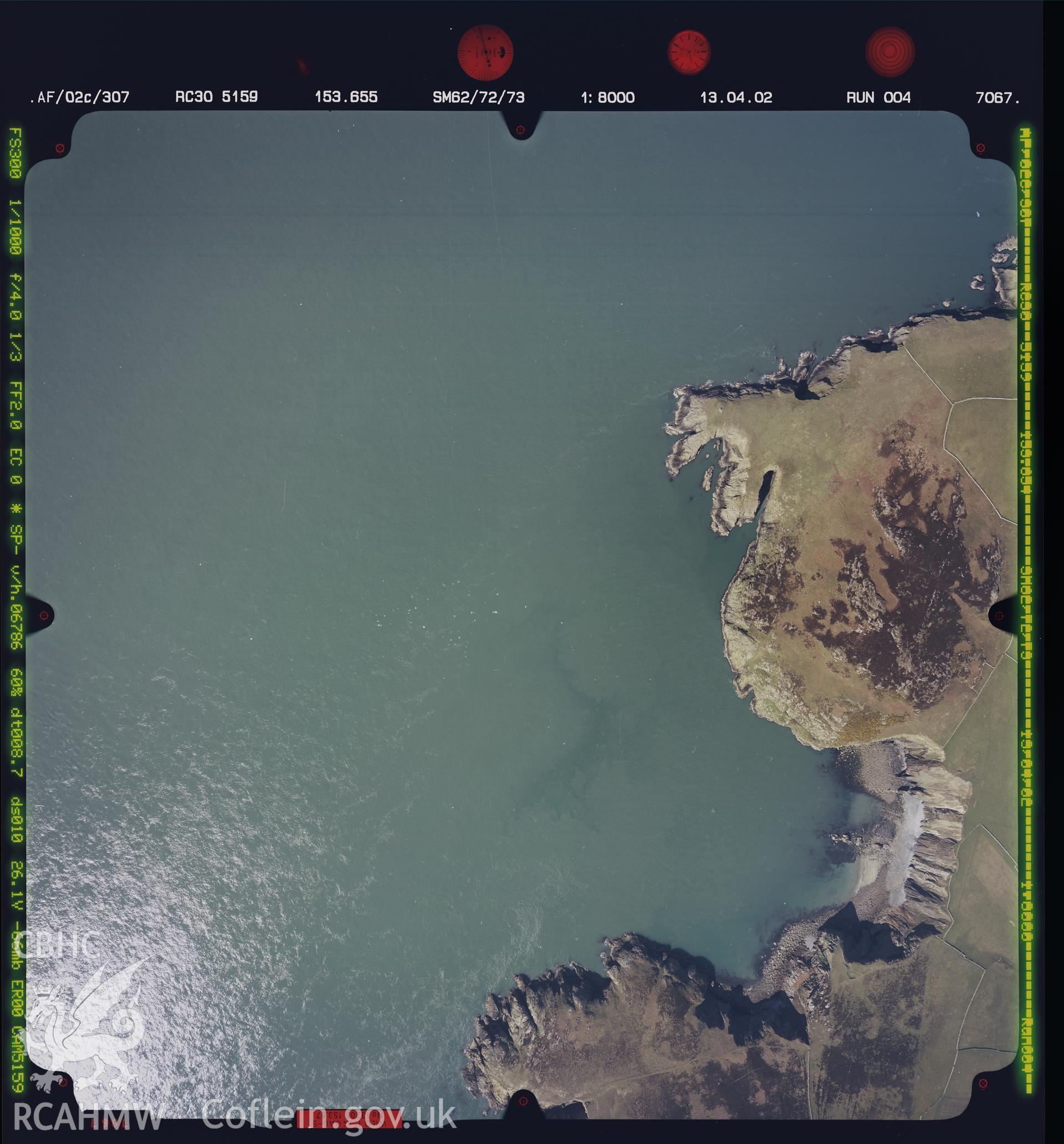Digital copy of an aerial view of Ramsey Island taken by Ordnance Survey in 2002.