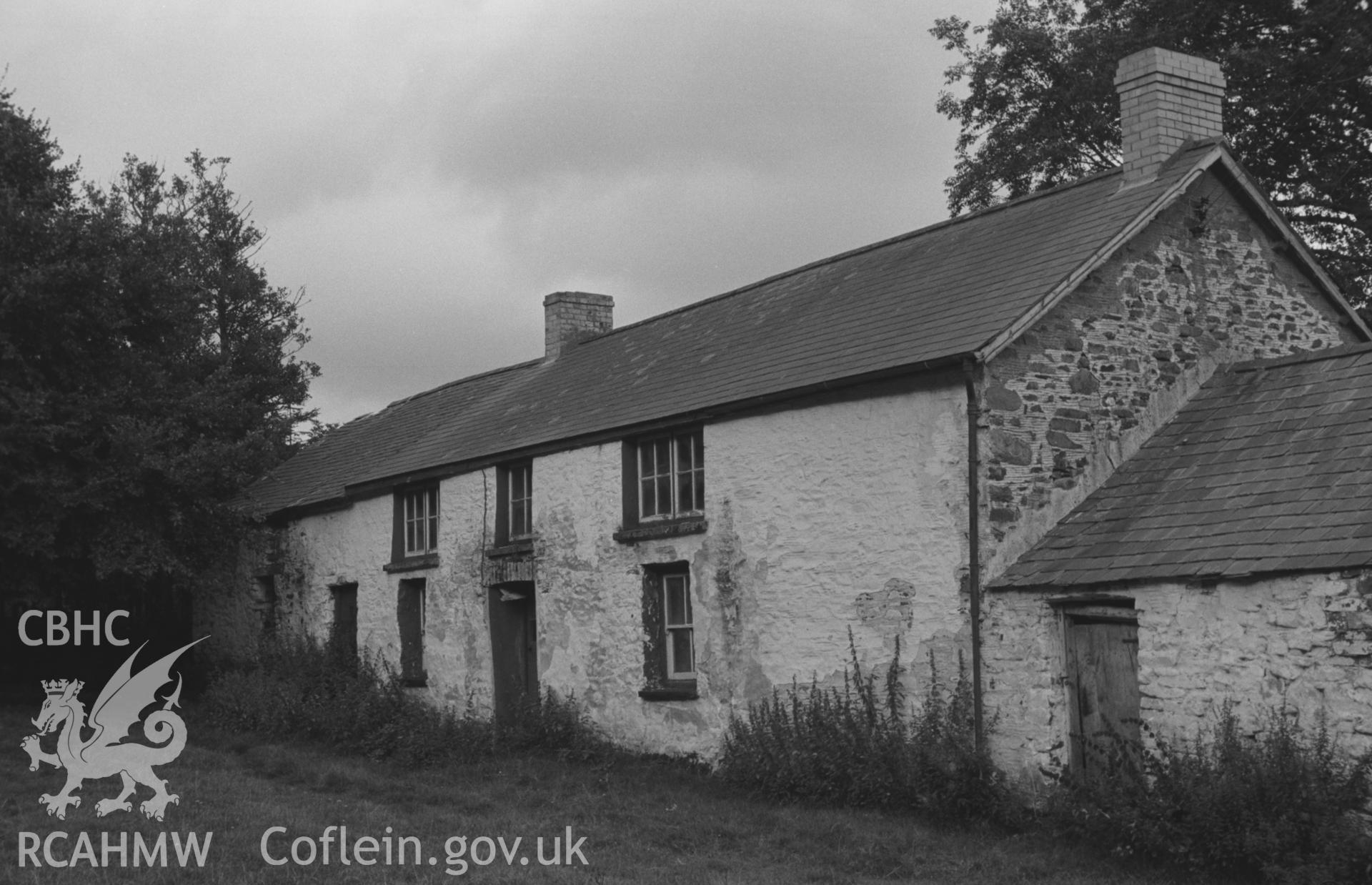 Digital copy of black & white negative showing Tan-yr-Allt Uchaf, Tregaron, now deserted. Site of Methodist meetings from 1742 when it was home of Thomas Jones. Photographed by Arthur O. Chater, 2nd September 1966, looking east from Grid Ref SN 698 604.