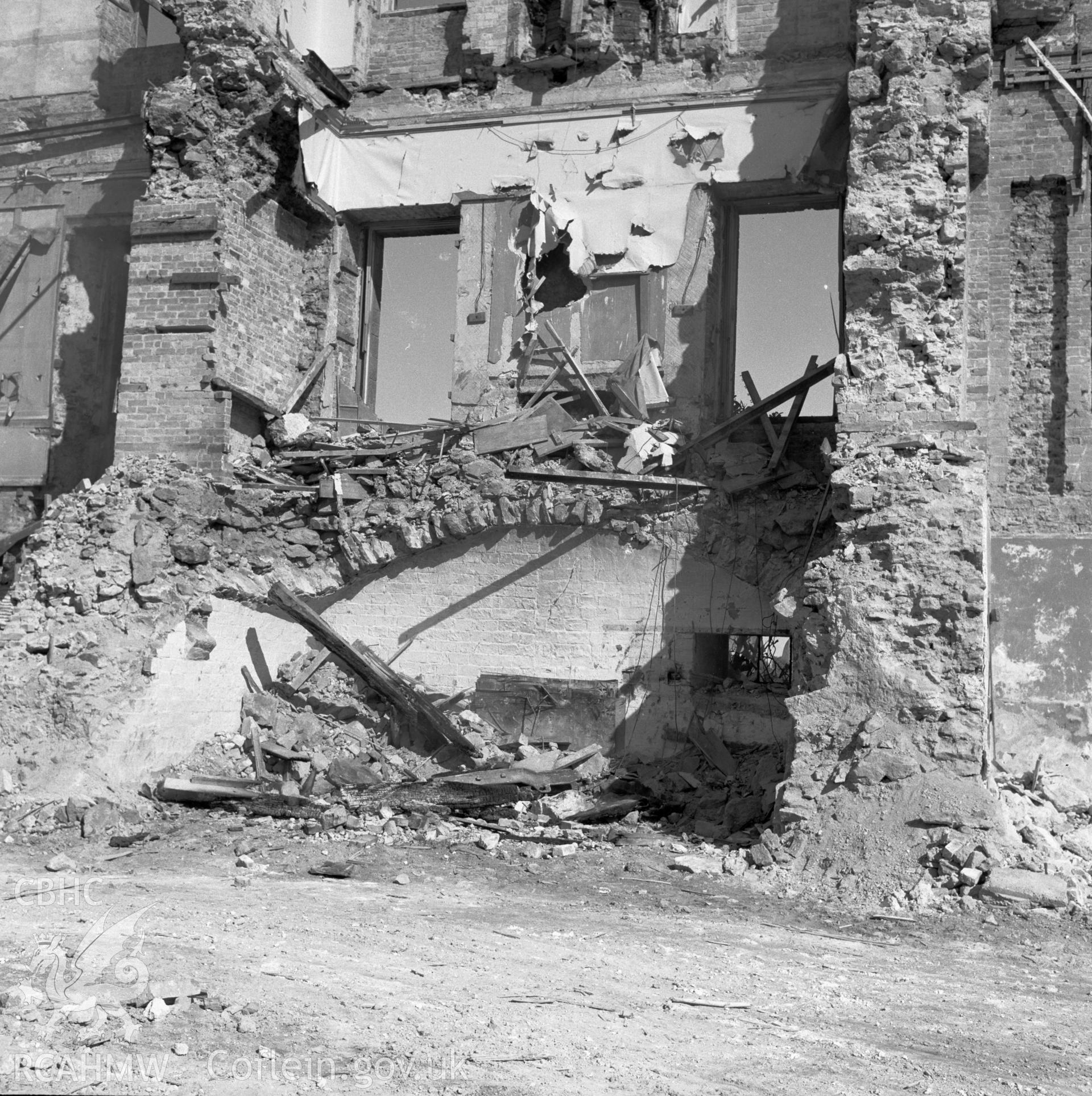 Digital copy of a nitrate negative showing Stackpole Court during demolition, 1963.