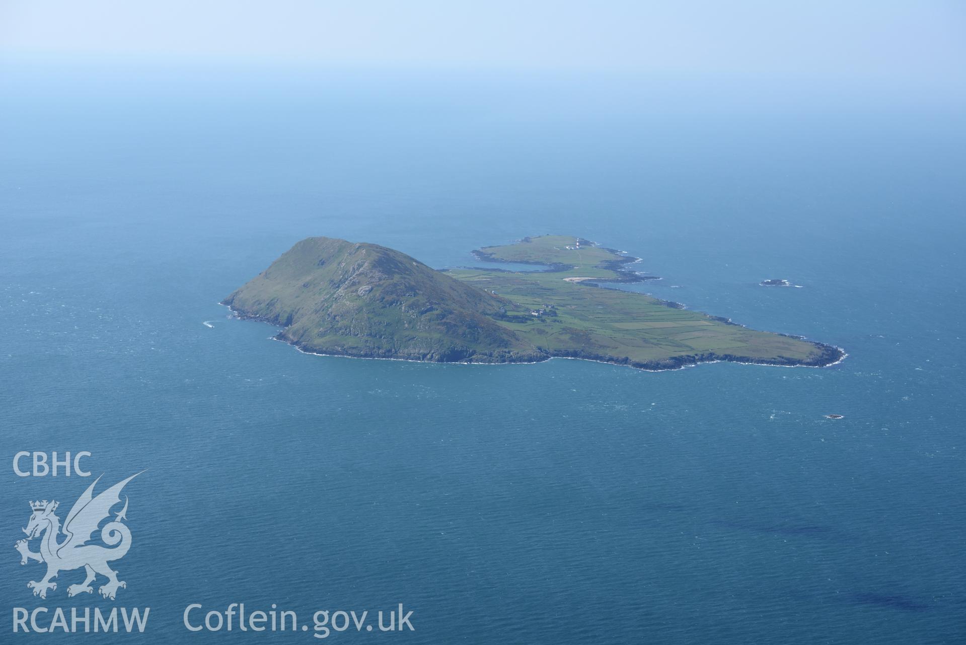 Aerial photography of Bardsey Island or Ynys Enlli taken on 3rd May 2017.  Baseline aerial reconnaissance survey for the CHERISH Project. ? Crown: CHERISH PROJECT 2017. Produced with EU funds through the Ireland Wales Co-operation Programme 2014-2020. All material made freely available through the Open Government Licence.
