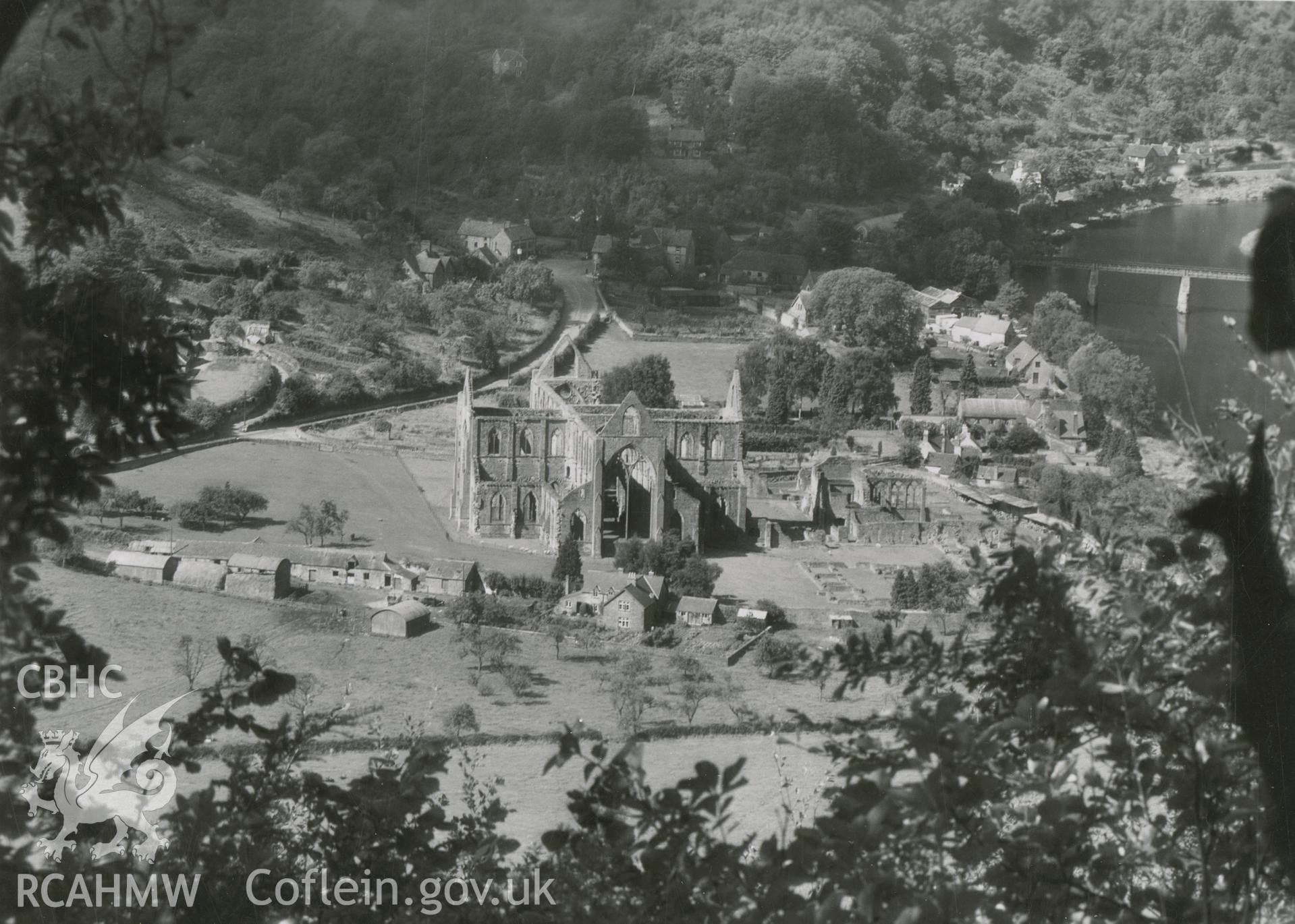 Digital copy of a landscape view of Tintern Abbey.