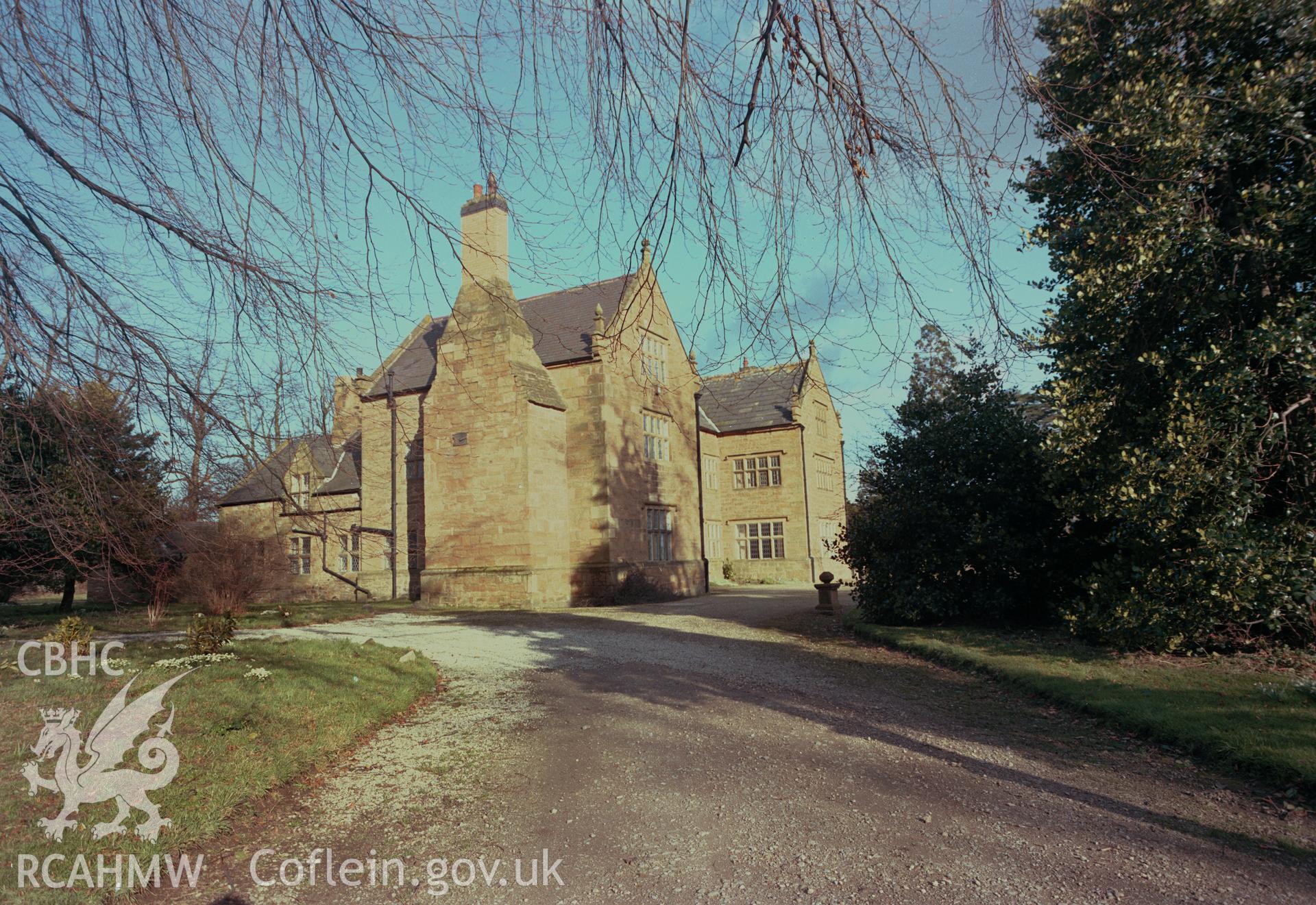 Digital copy of a colour negative showing an exterior view of Pentre Halkyn taken by RCAHMW.