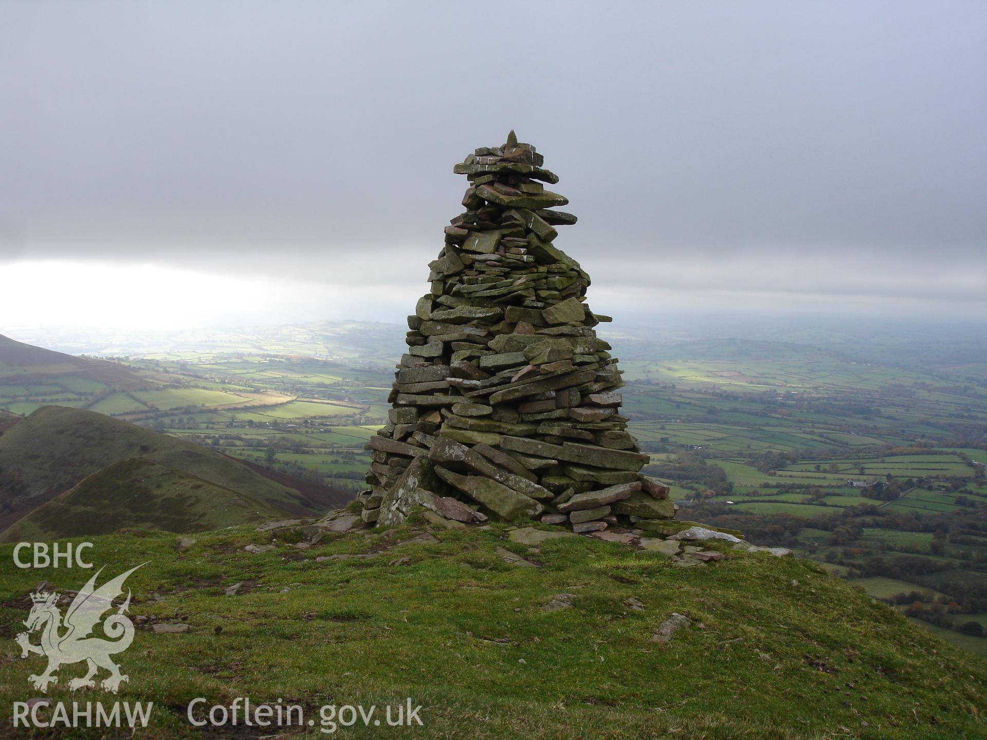 Digital colour photograph of Y Grib Marker Cairn III taken on 31/10/2007 by R.P.Sambrook during the Black Mountains Central (North) Survey undertaken by Trysor.