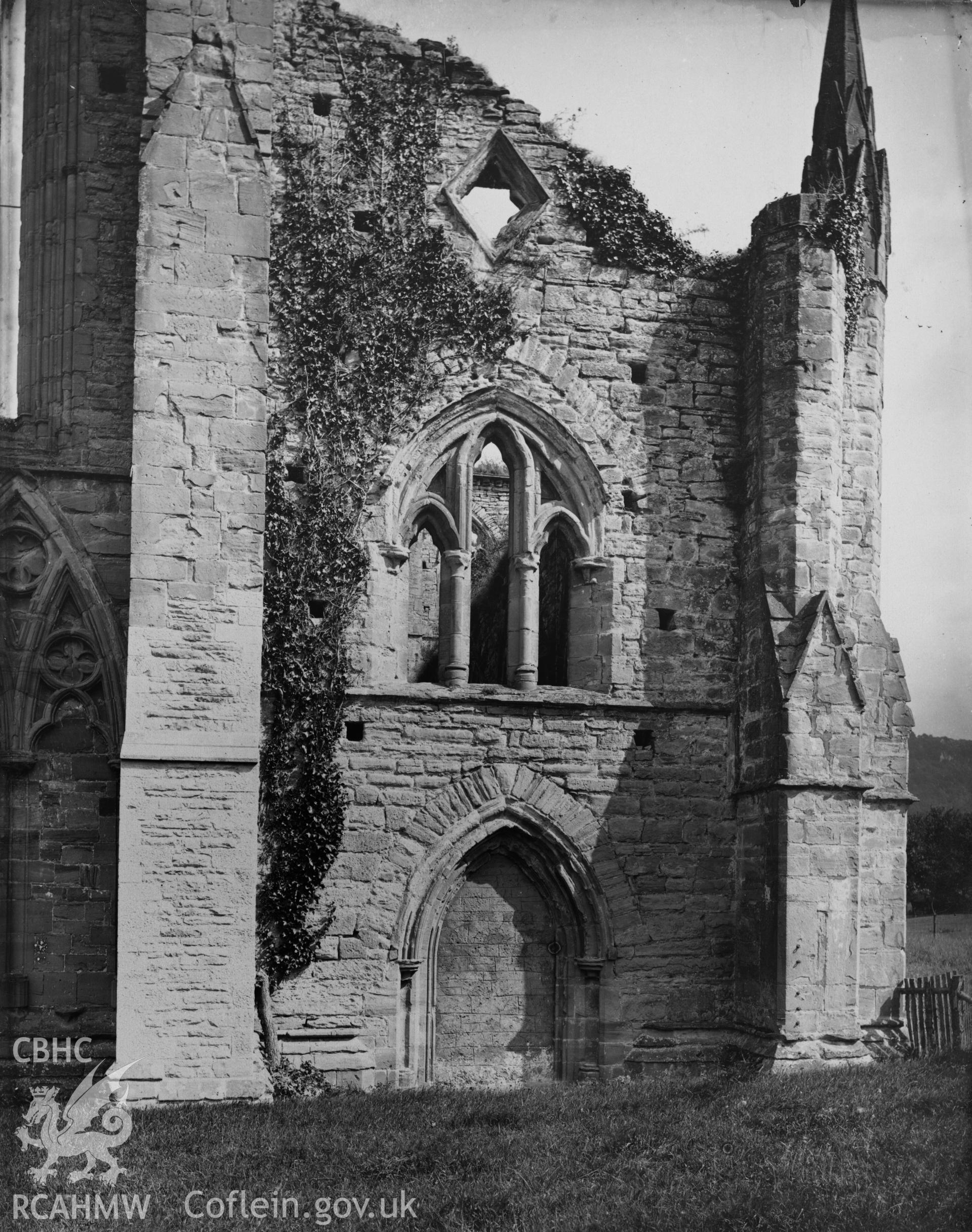 Digital copy of an early National Buildings Record photograph of Tintern Abbey showing the west end southside.