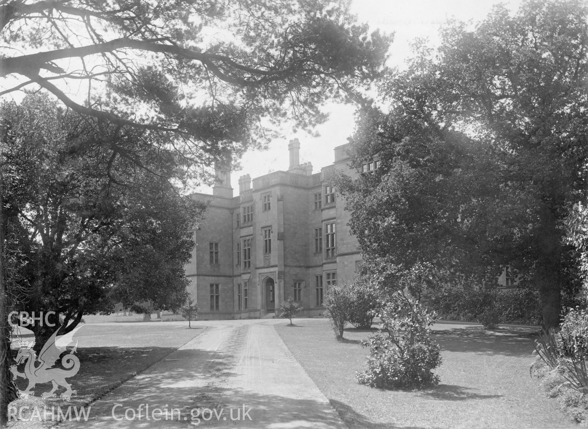 Digital copy of a black and white photograph showing Llanover House, December 1901.