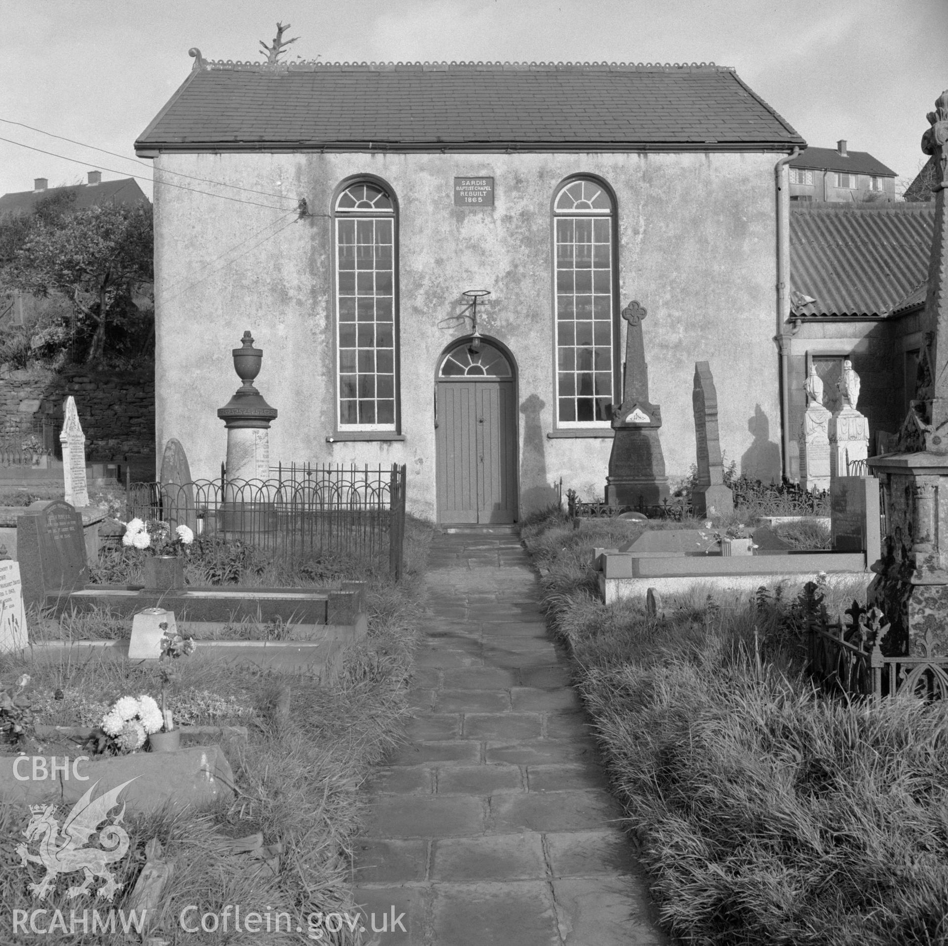 Digital copy of a black and white negative showing Baptist Chapel, Bettws, taken 26th November 1965.