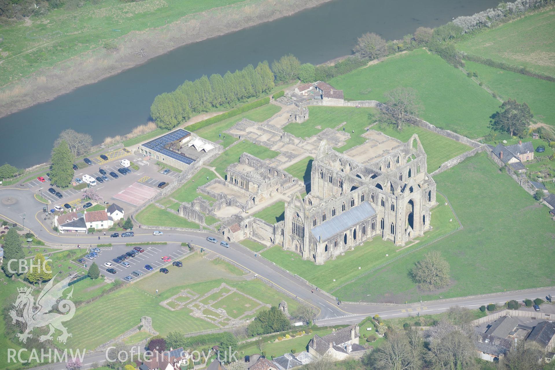 Tintern Abbey. Oblique aerial photograph taken during the Royal Commission's programme of archaeological aerial reconnaissance by Toby Driver on 21st April 2015